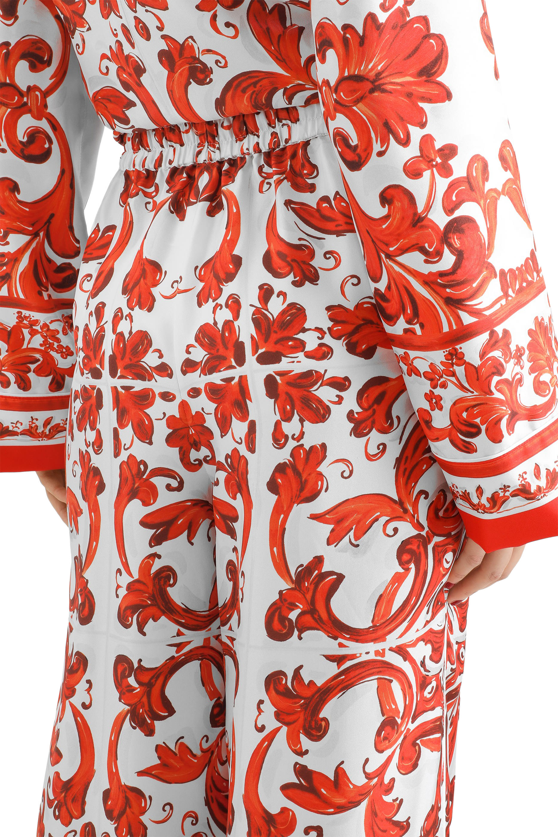 Majolica-Print Silk Twill Vanity Trousers