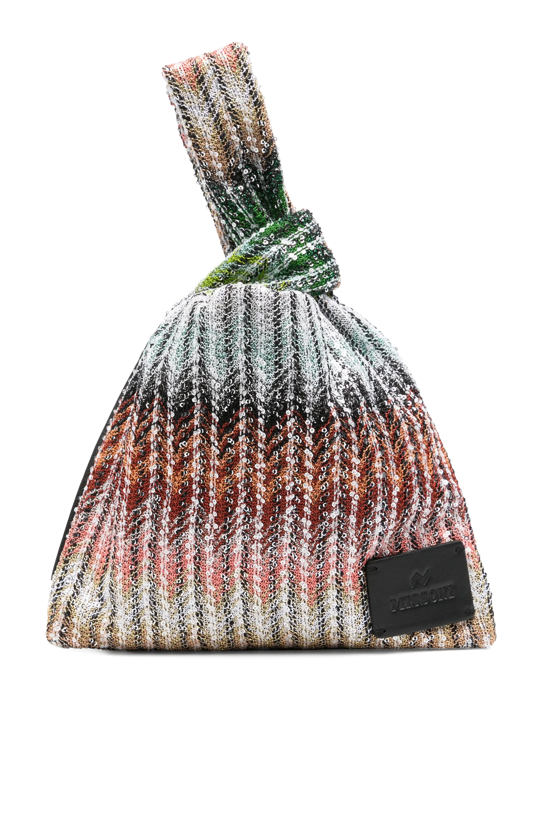 Exclusive Chevron Raschel Sequinned Knot Bag