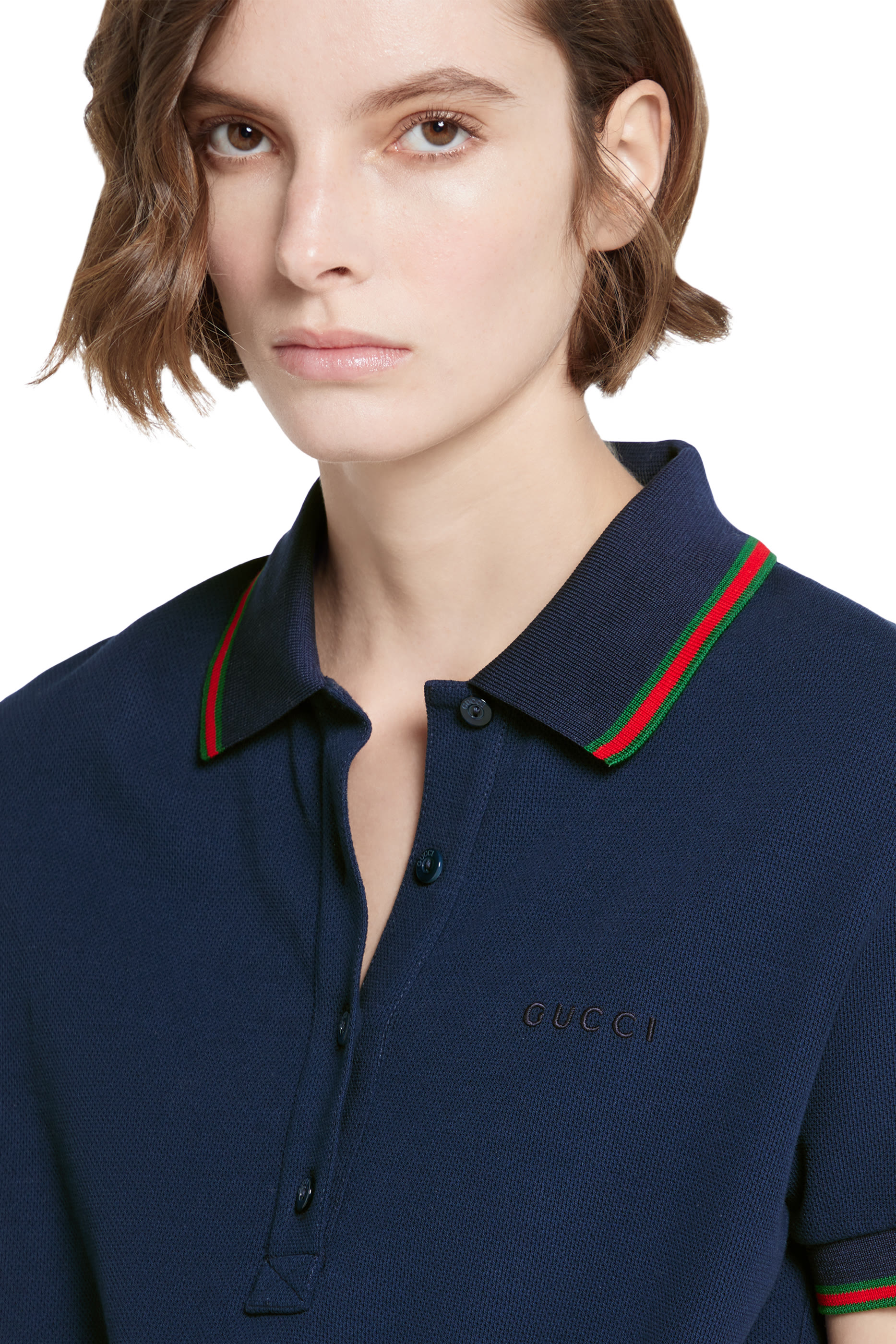 Logo Web Cotton Piquet Polo Dress 