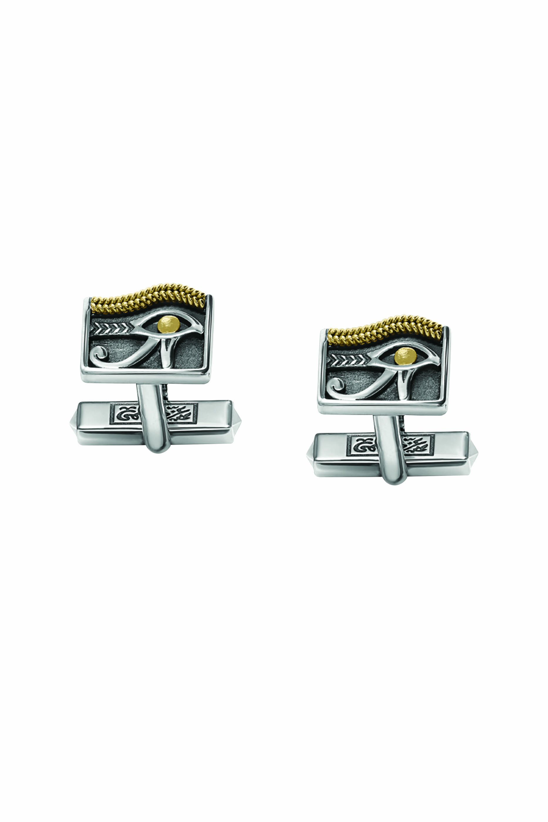 Eye of Horus Cufflinks, 18K Yellow Gold & Sterling Silver