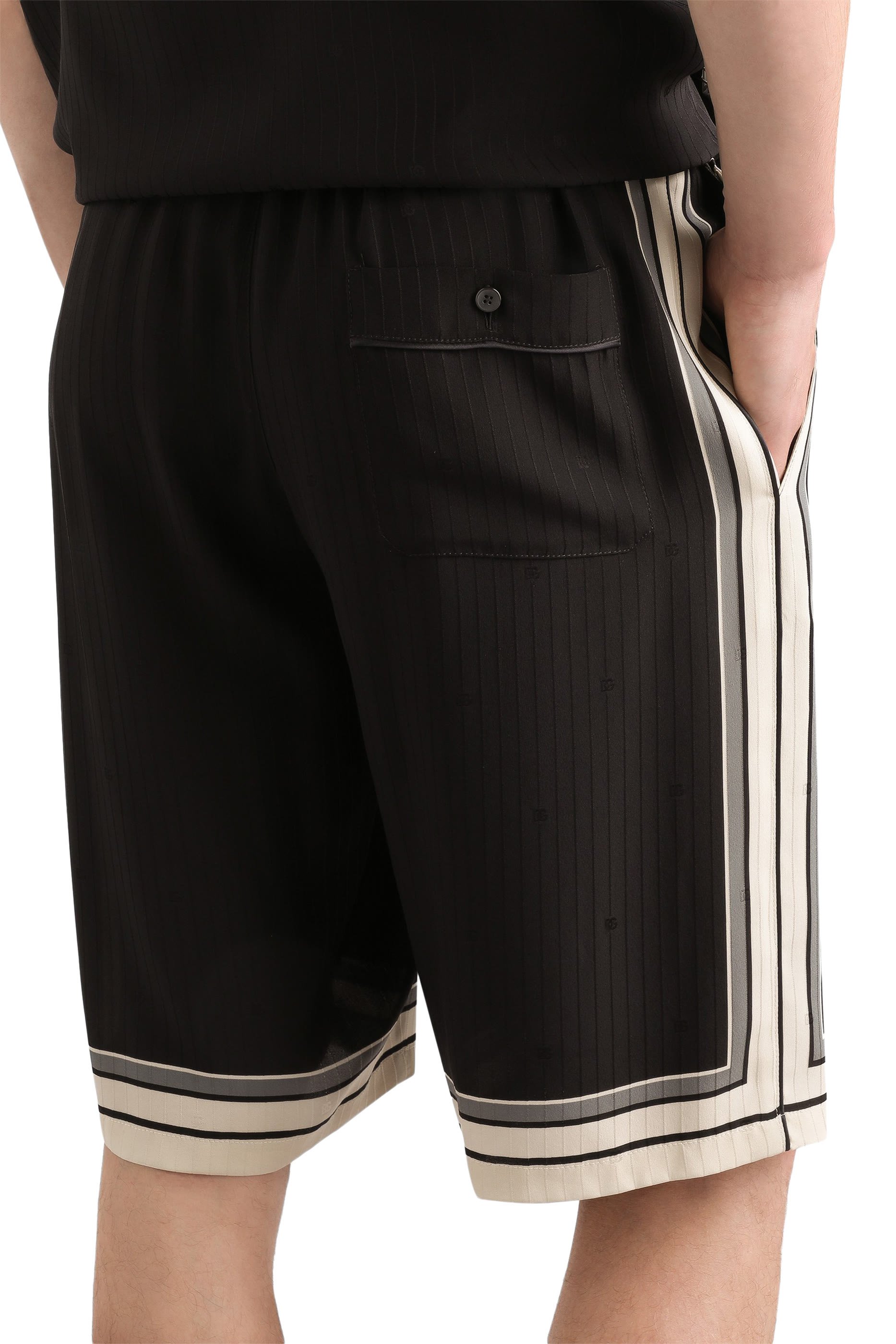 Logo and Stripe-Print Vanity Silk Bermuda Shorts