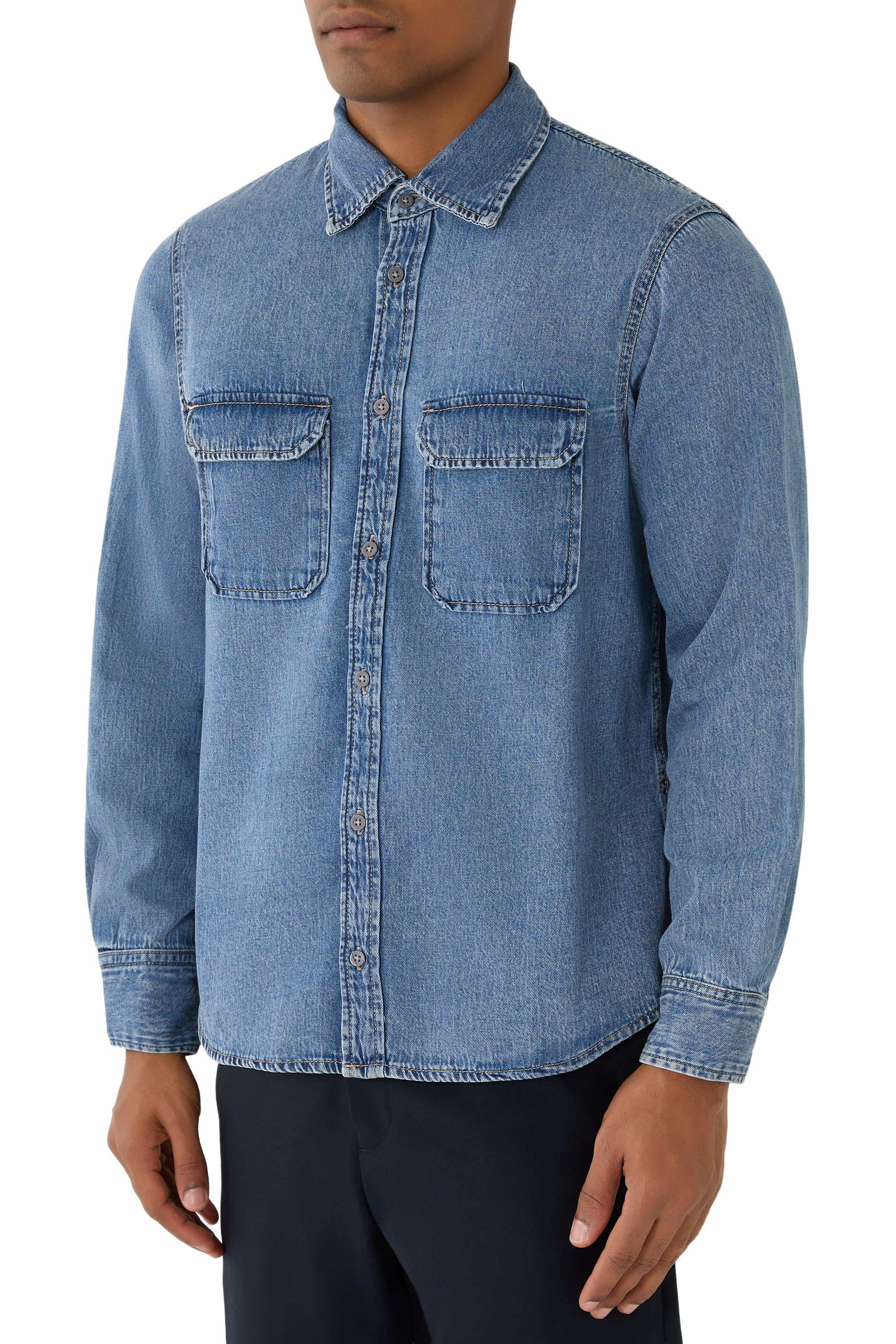 The Grid Regular Fit Denim Shirt