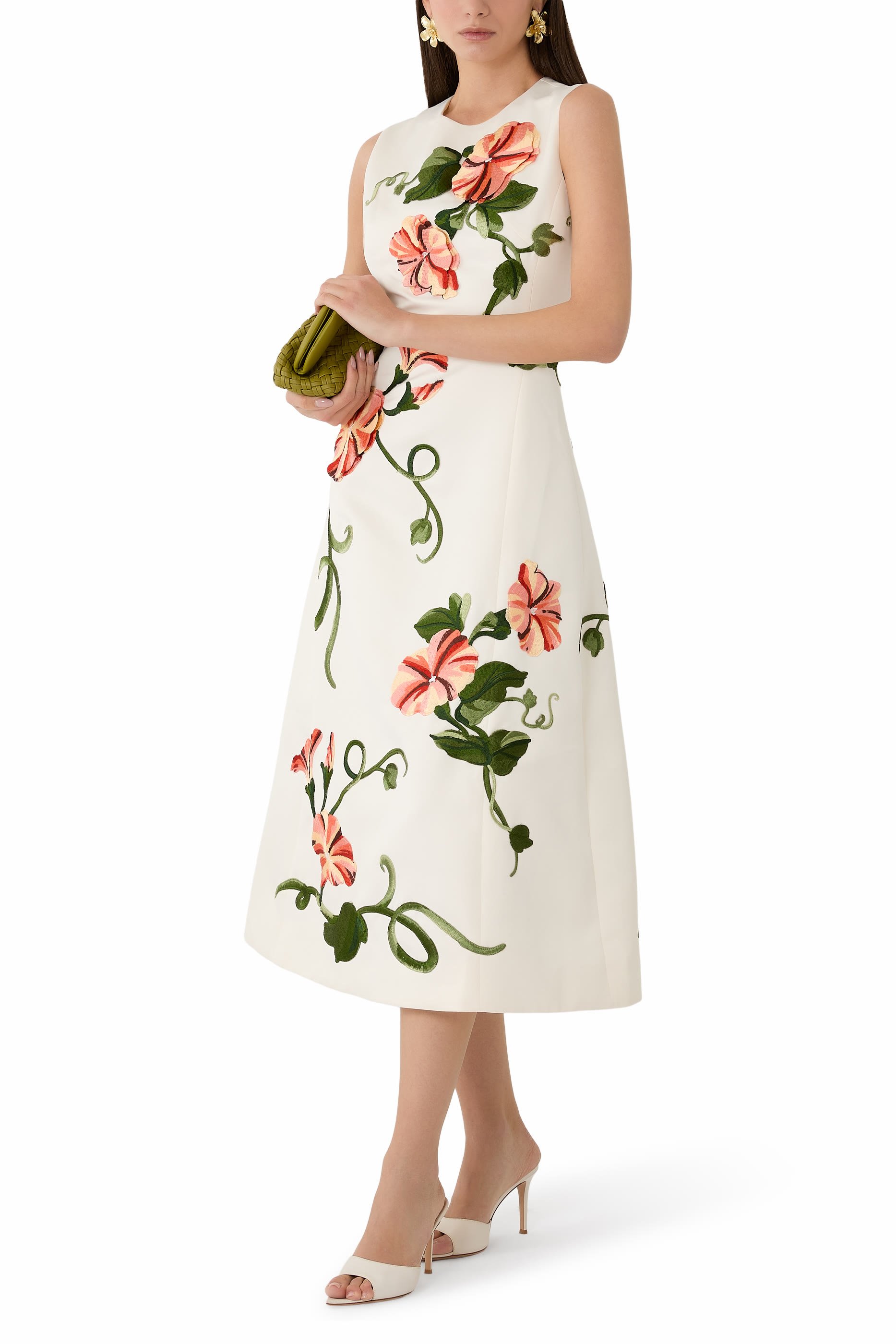Cleo Appliqu&eacute; Floral Midi Dress