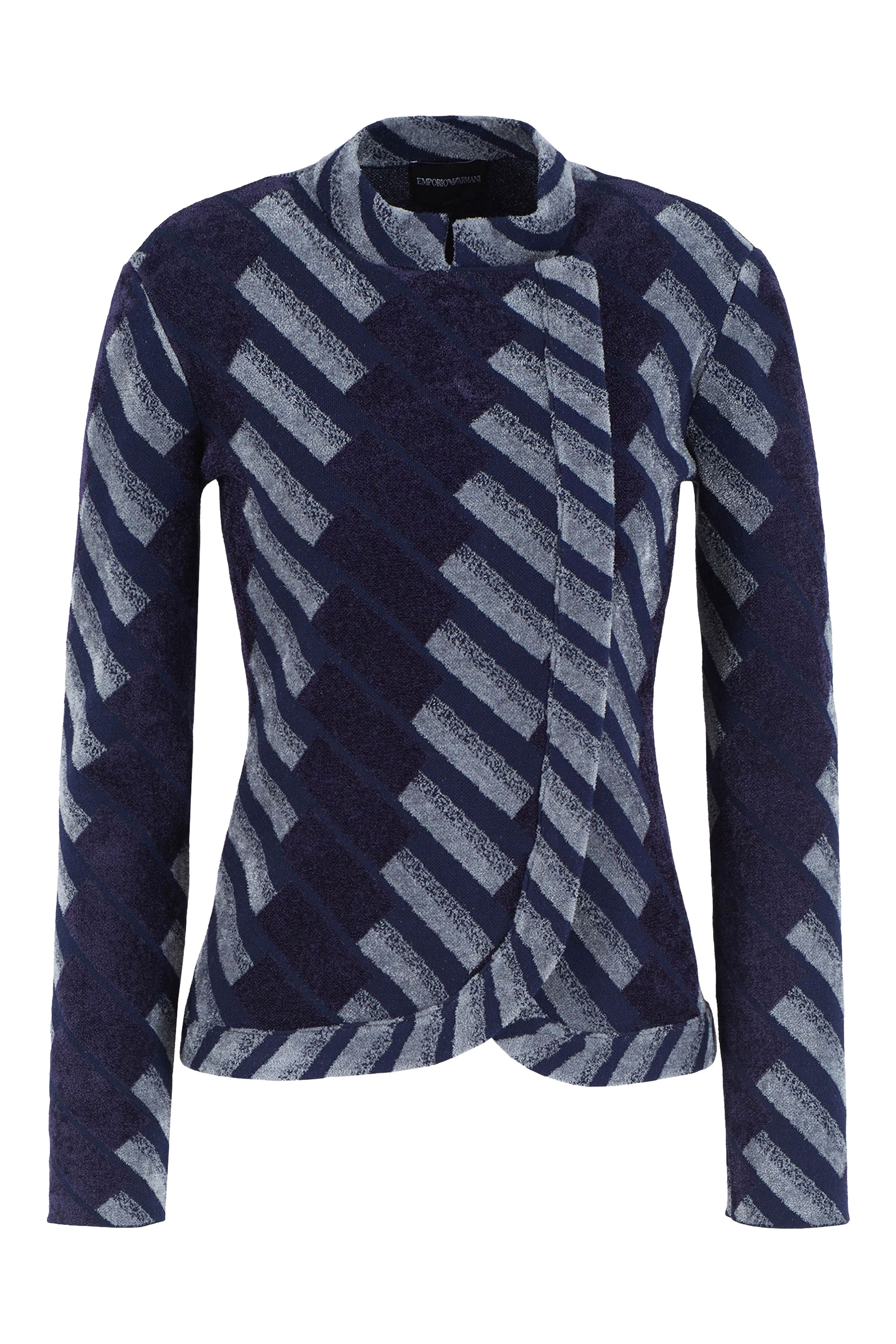 Guru Collar Jacket with Off-Centre Closure and All-Over Chenille Pattern