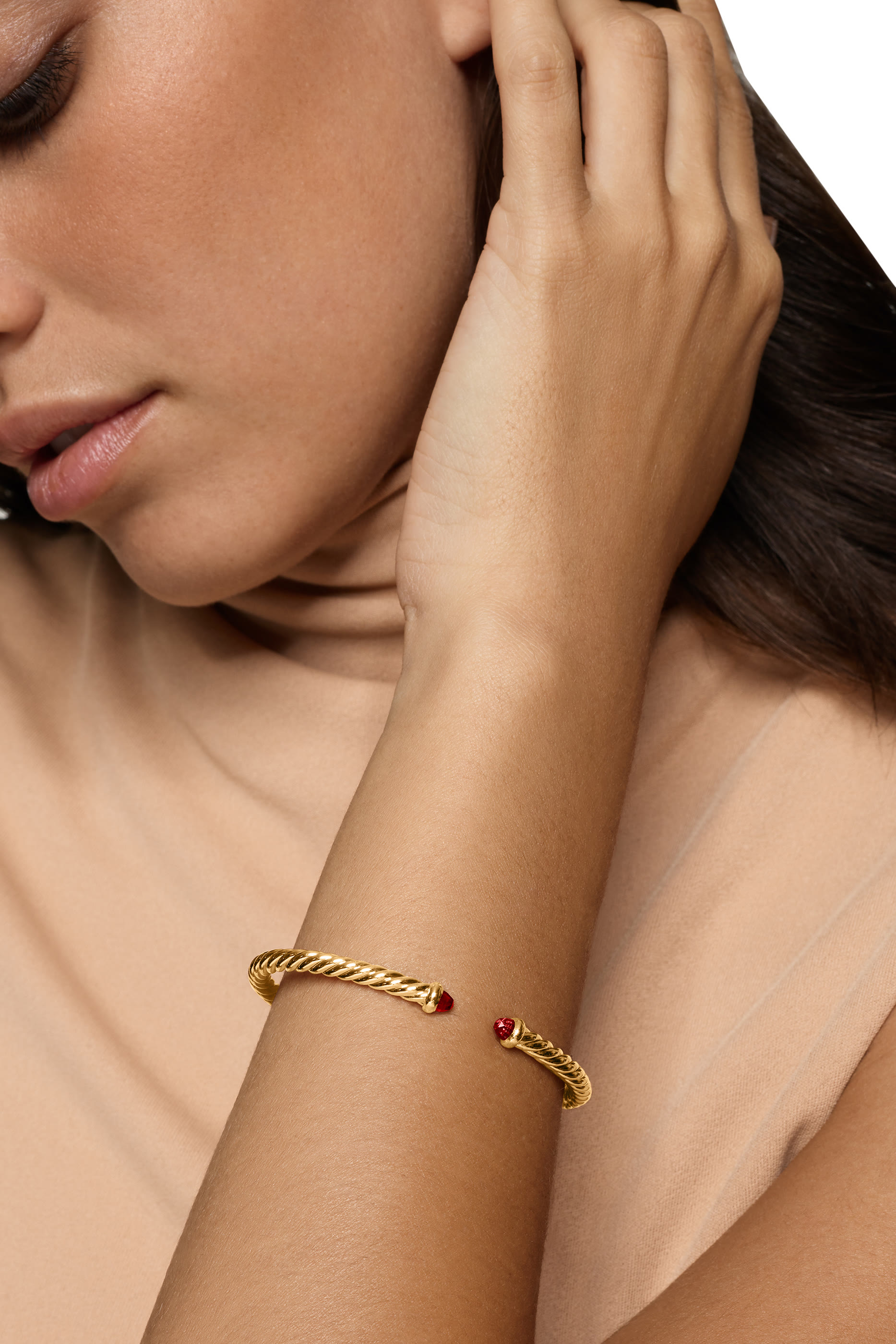 Cablespira® Flex Bracelet, 18K Yellow Gold & Rhodolite Garnet