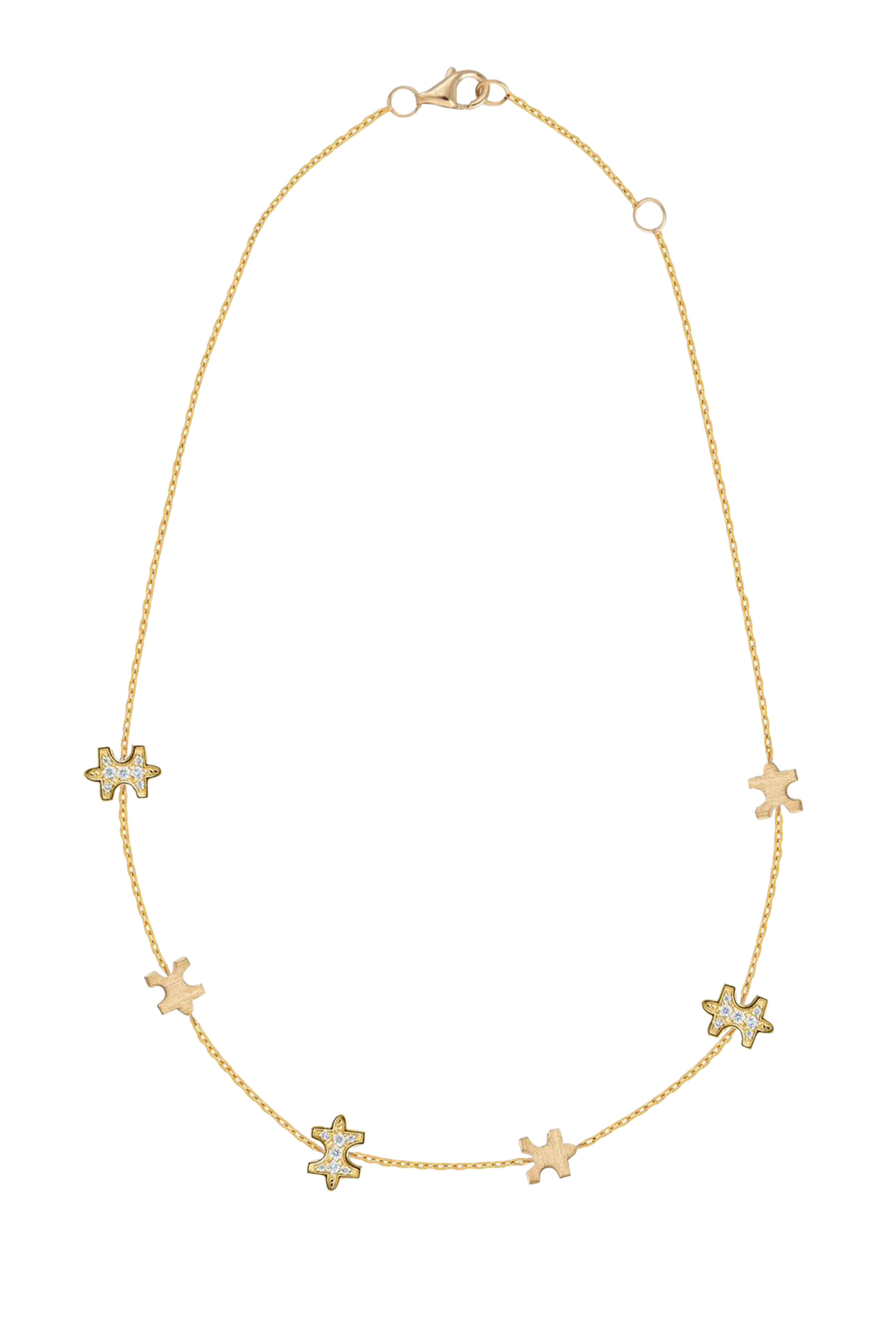 Multi-Pav&eacute; Scattered Necklace, 18K Yellow Gold & Diamonds