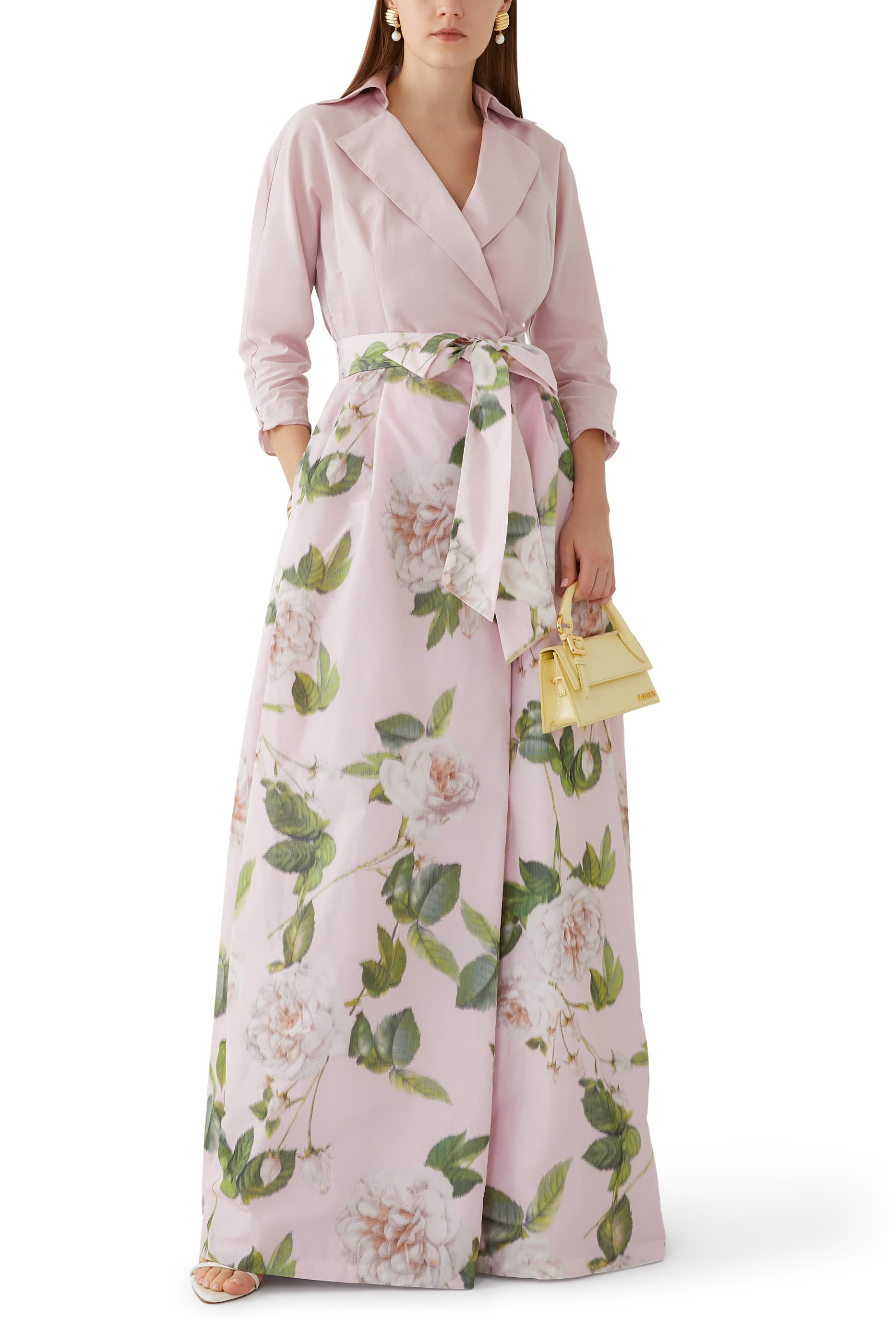 Taffeta Floral Print Shirt Dress