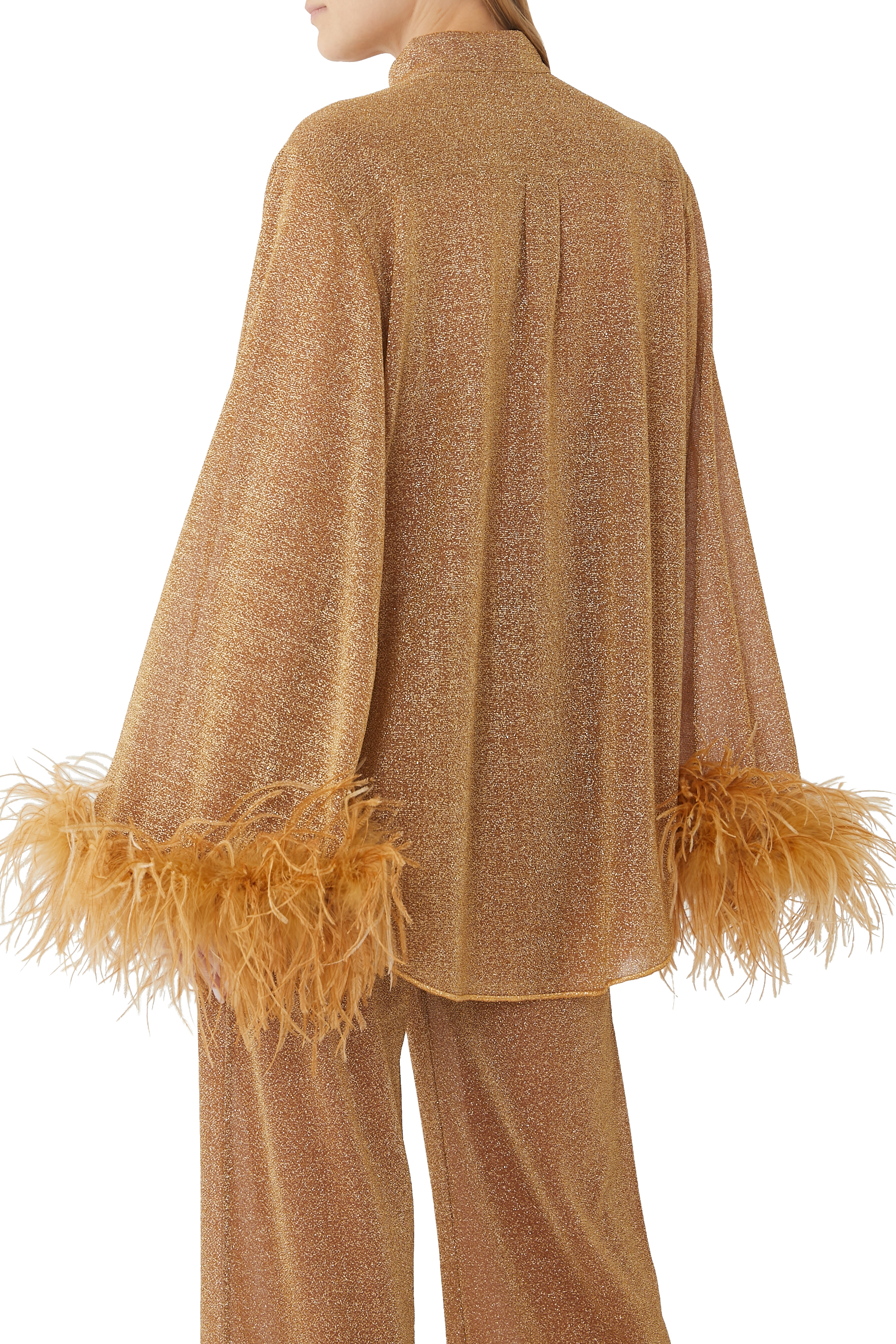 Lumiere Plumage Feather-Trim Shirt