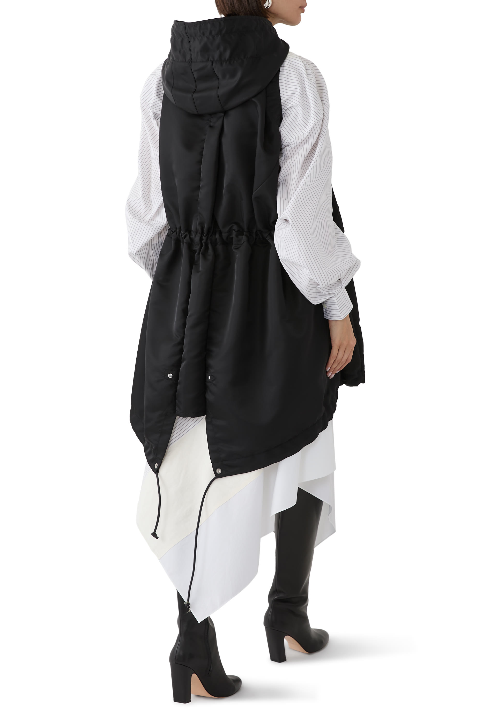 Nylon Twill Hoodie Vest