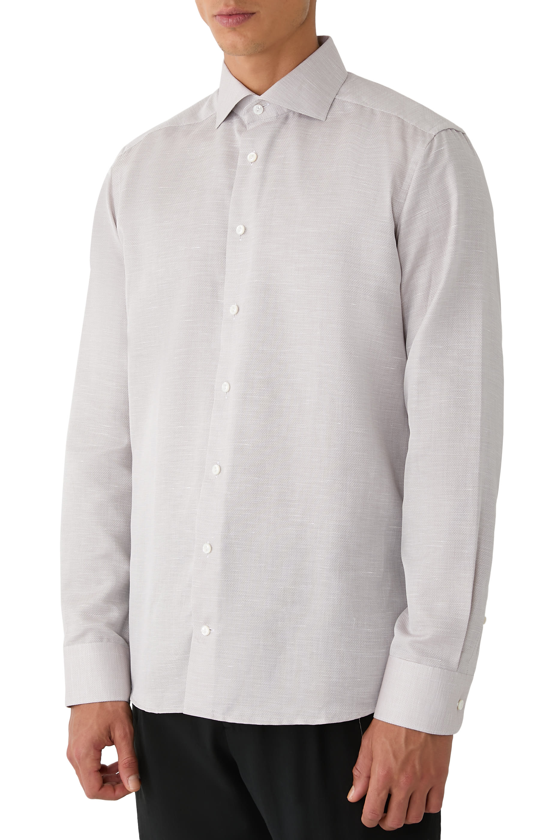 Semi-Solid Cotton Linen Shirt