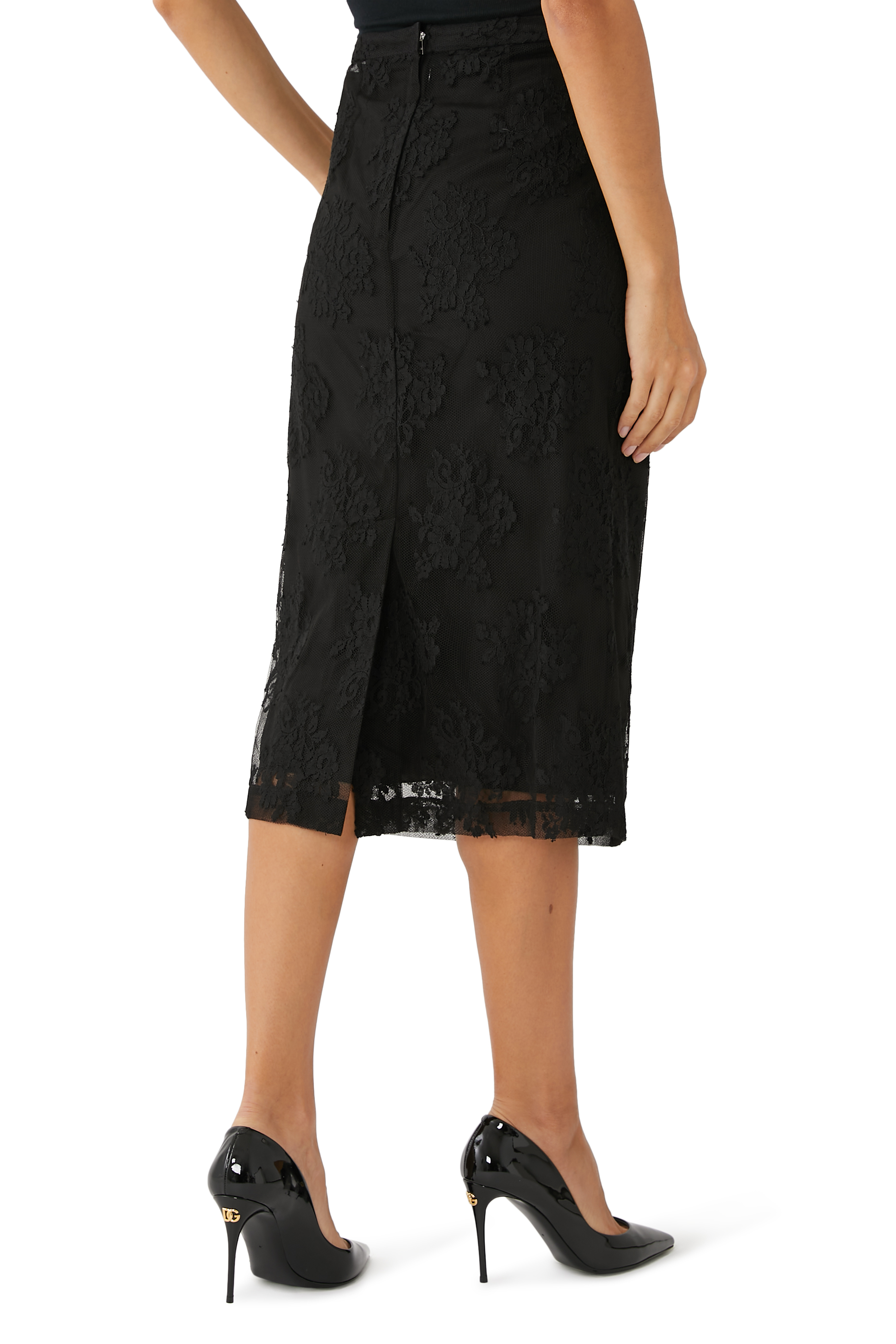 Lace Pencil Skirt with Slit