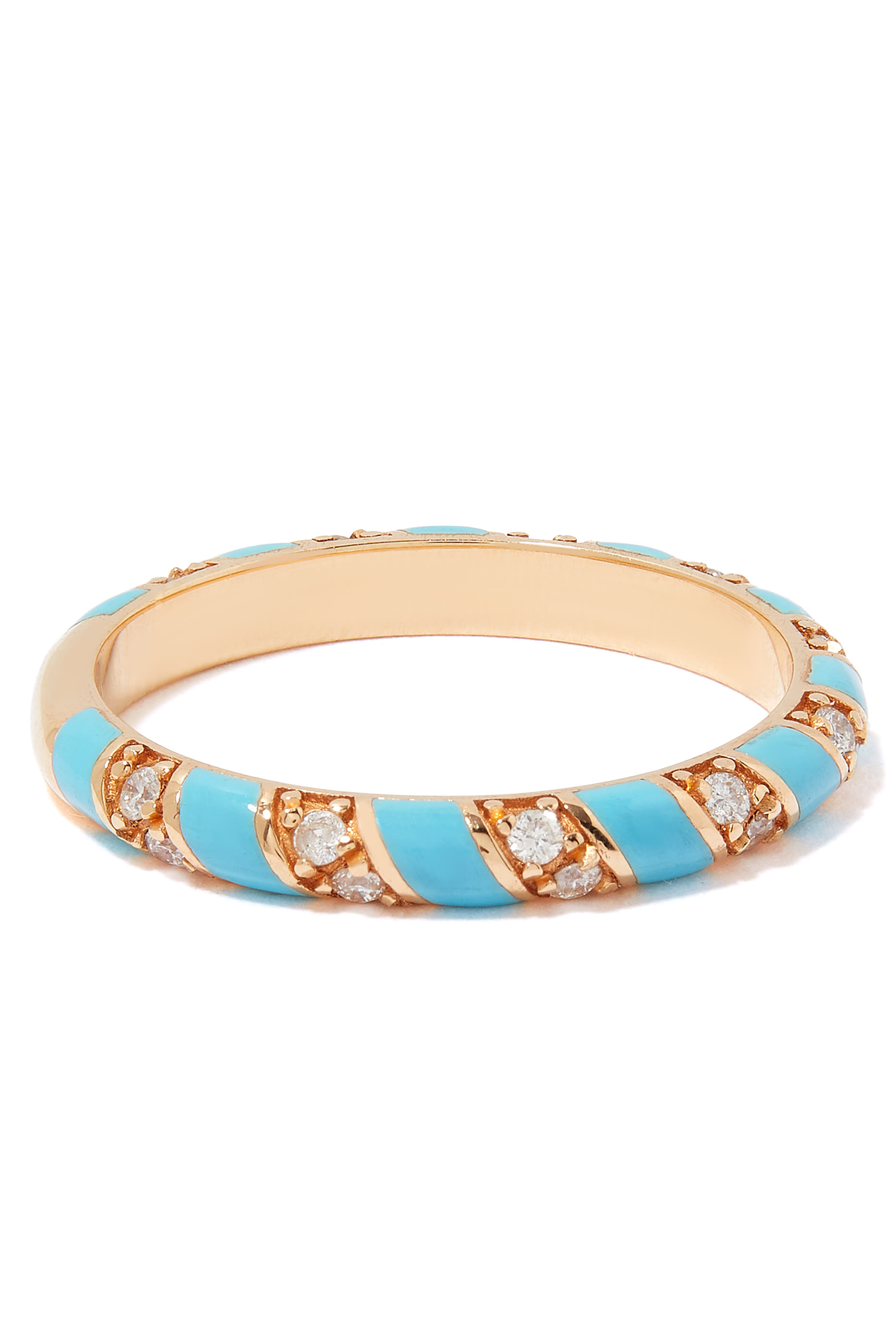 Tornado Ring, 18k Rose Gold with Enamel & Diamonds