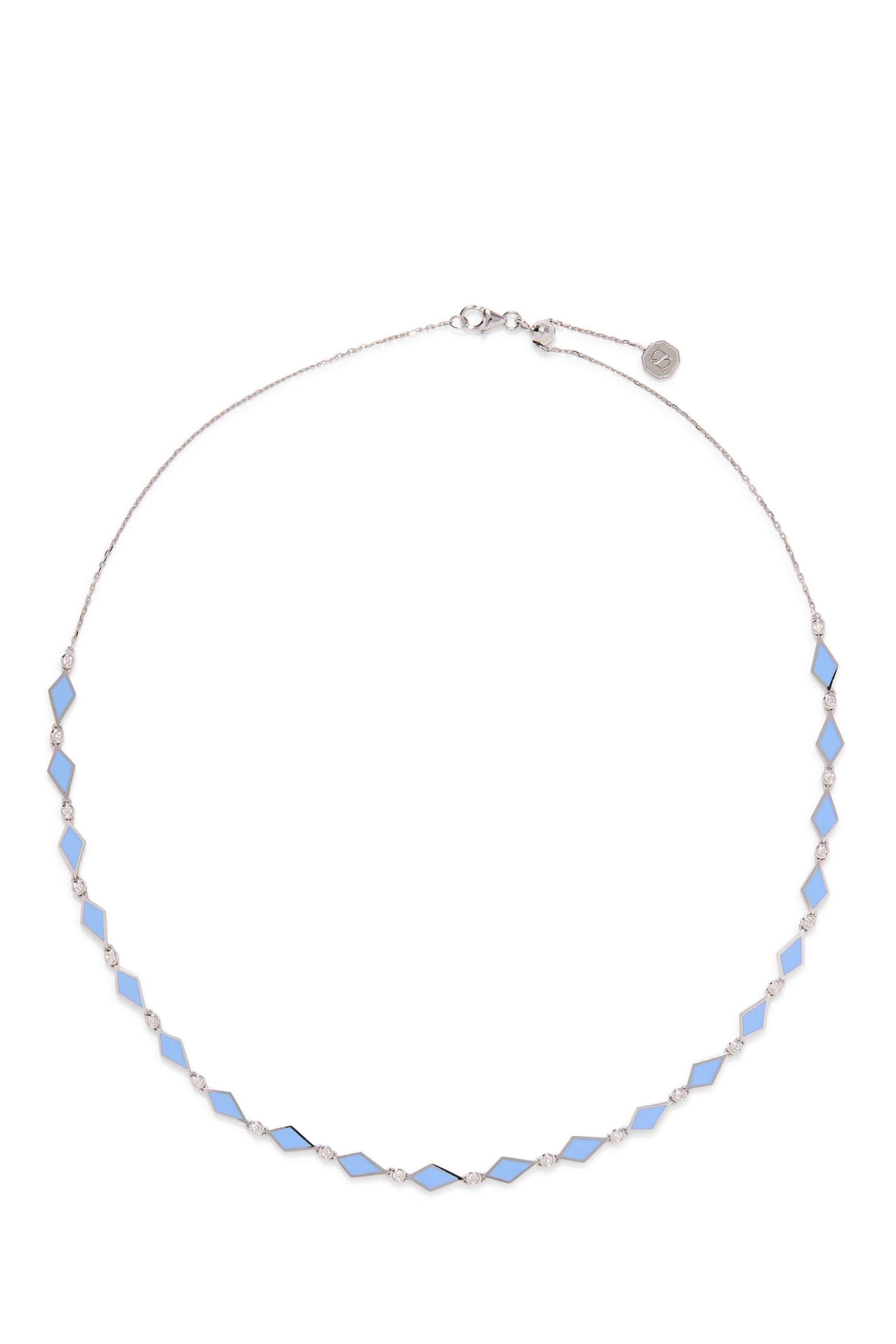 Mosaic Choker, 18K White Gold with Enamel & Diamonds