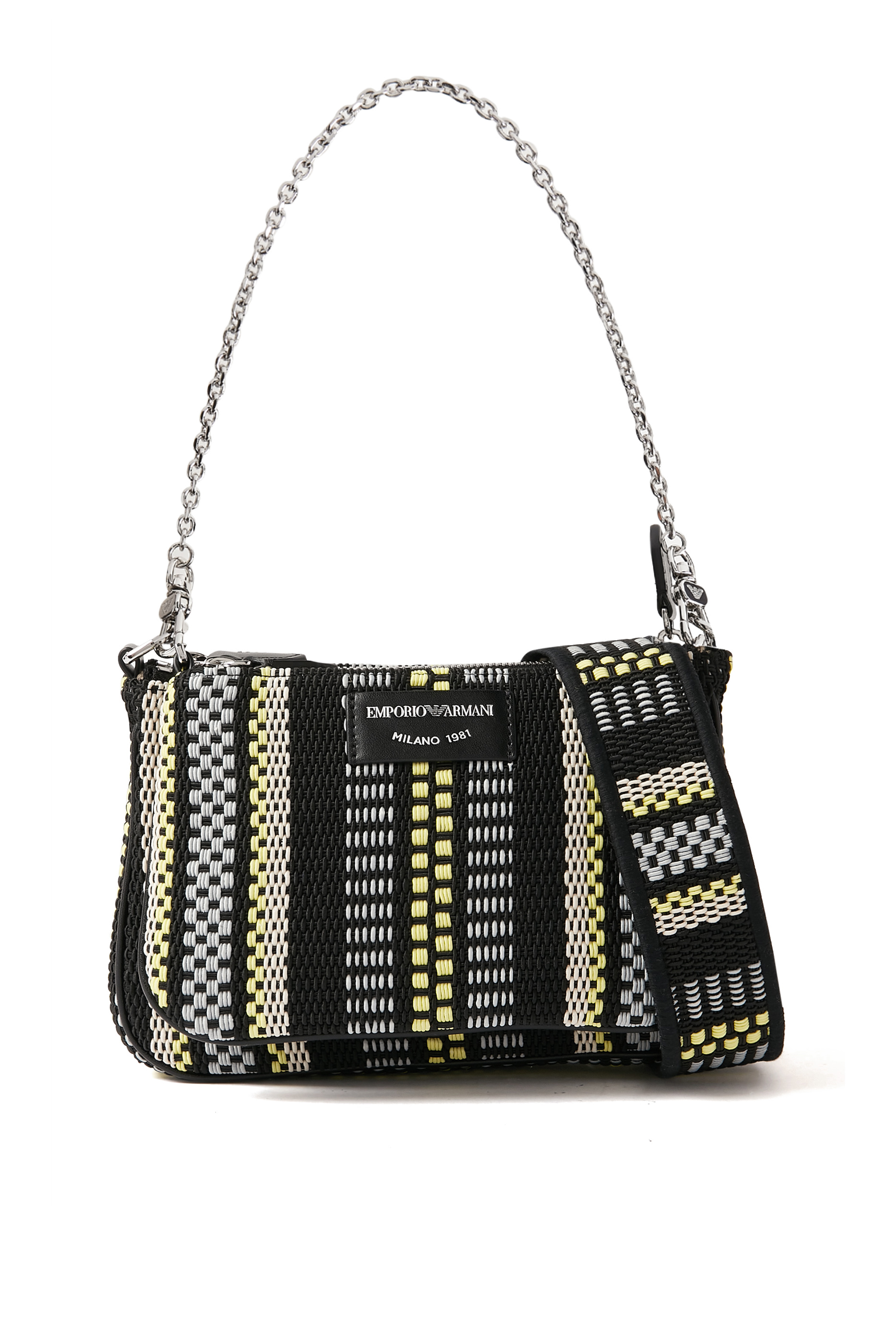 Basketweave Double Mini Shoulder Bag