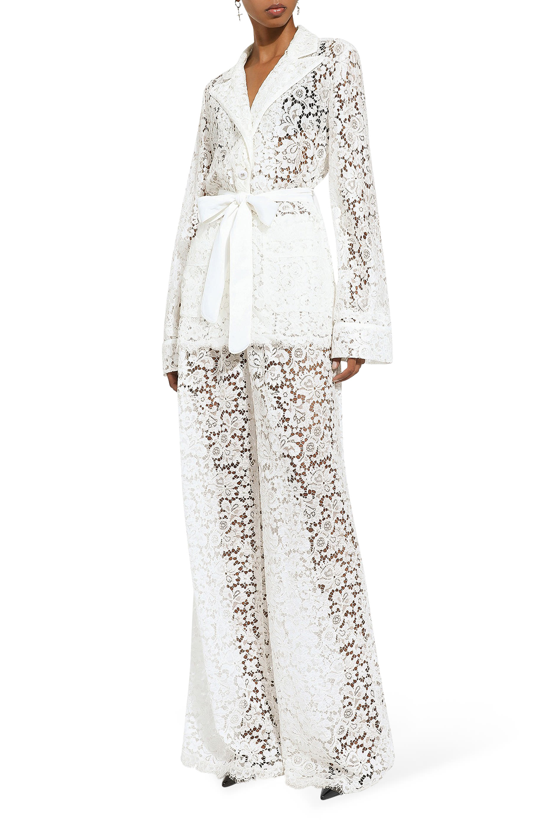 Floral Cordonetto Lace Pajama Shirt