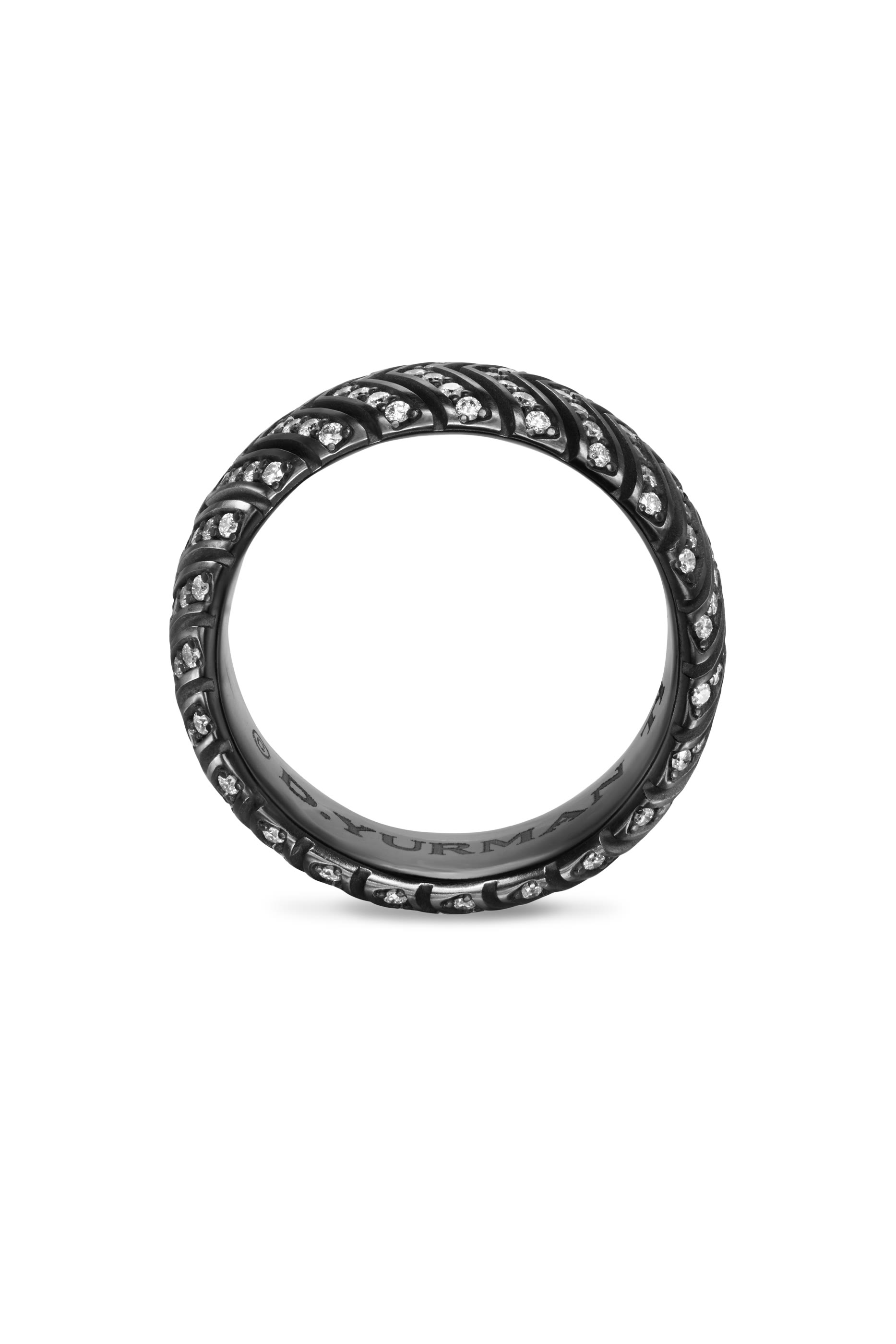 Chevron Pavé Band Ring, Titanium & Diamonds