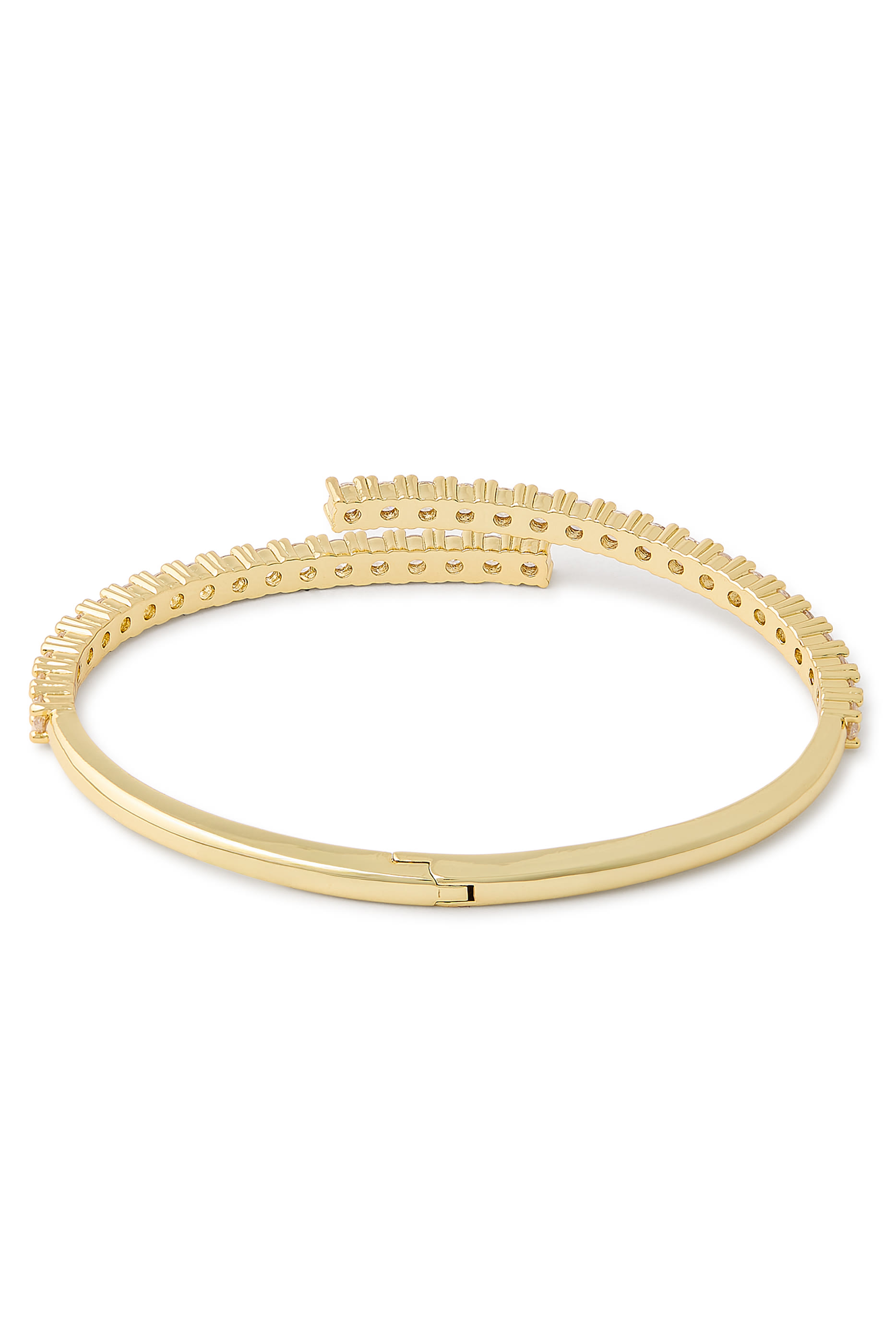  Open Cuff, Gold-Plated Brass & Cubic Zirconia