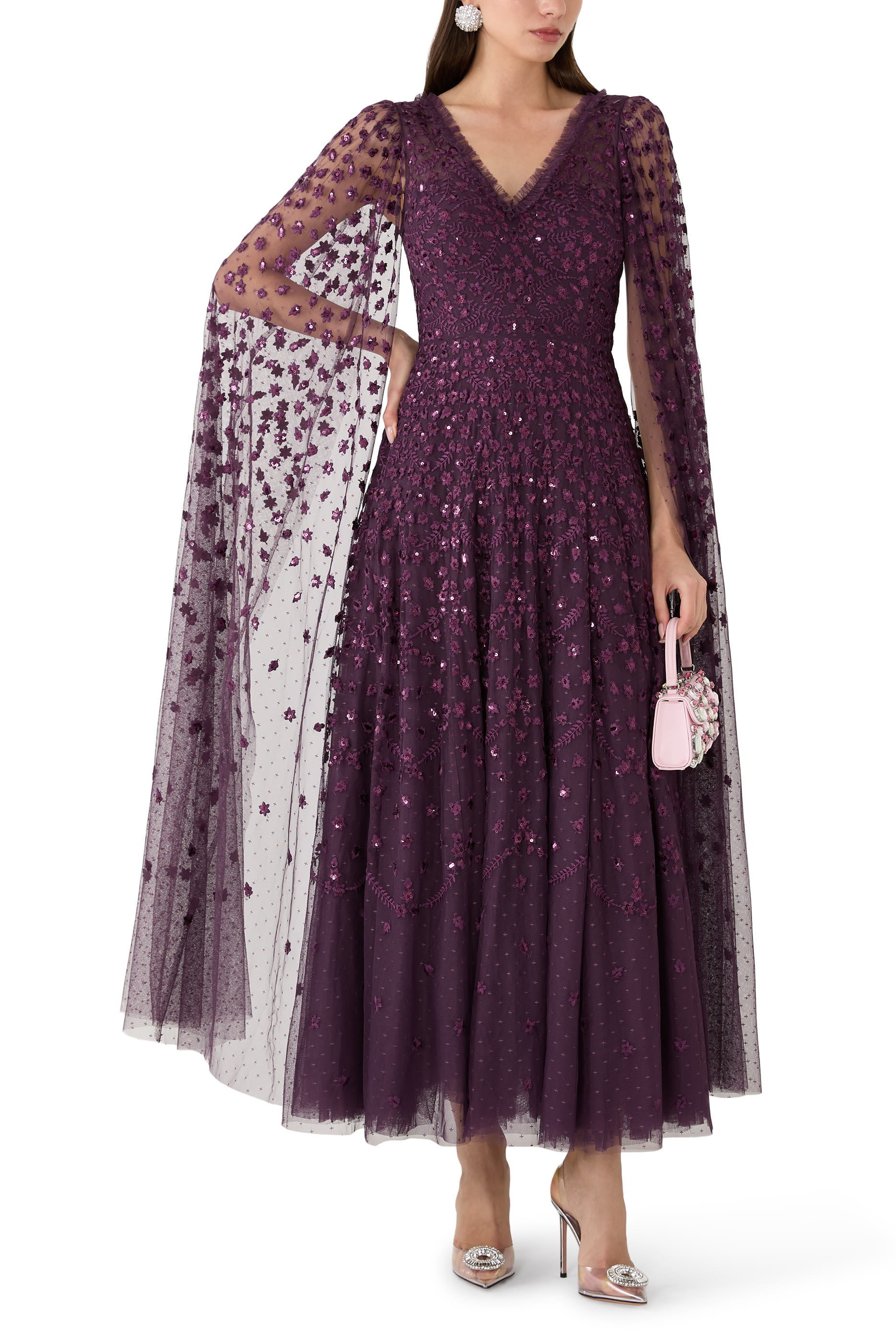 Clover Cape Sleeve Ankle Gown