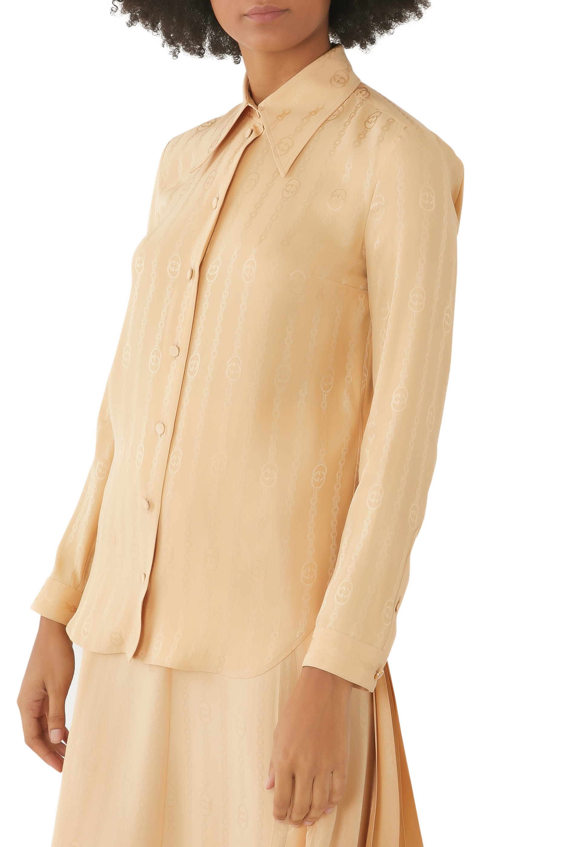 Interlocking G Chain Silk Jacquard Shirt