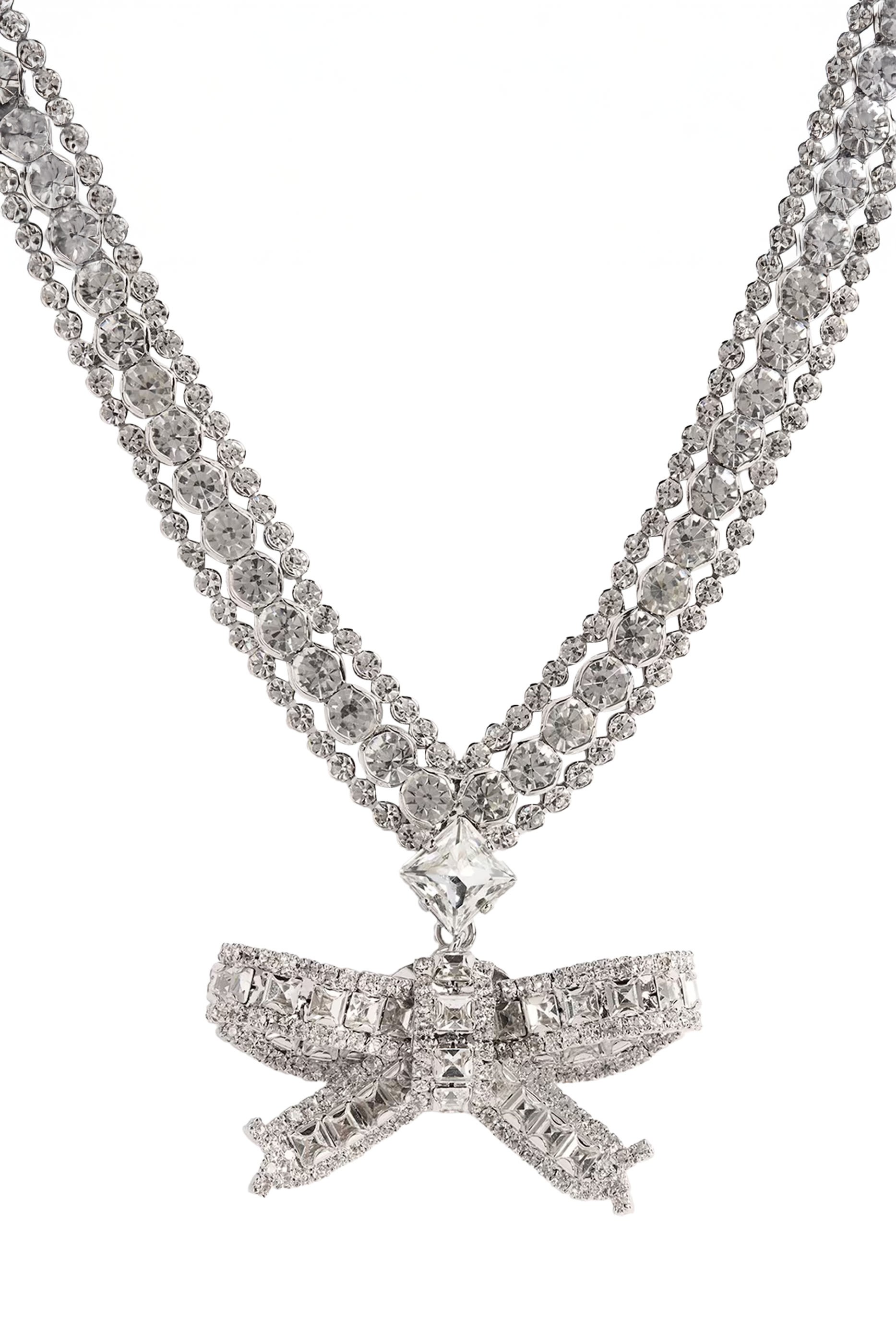 Crystal Necklace with Bow Pendant