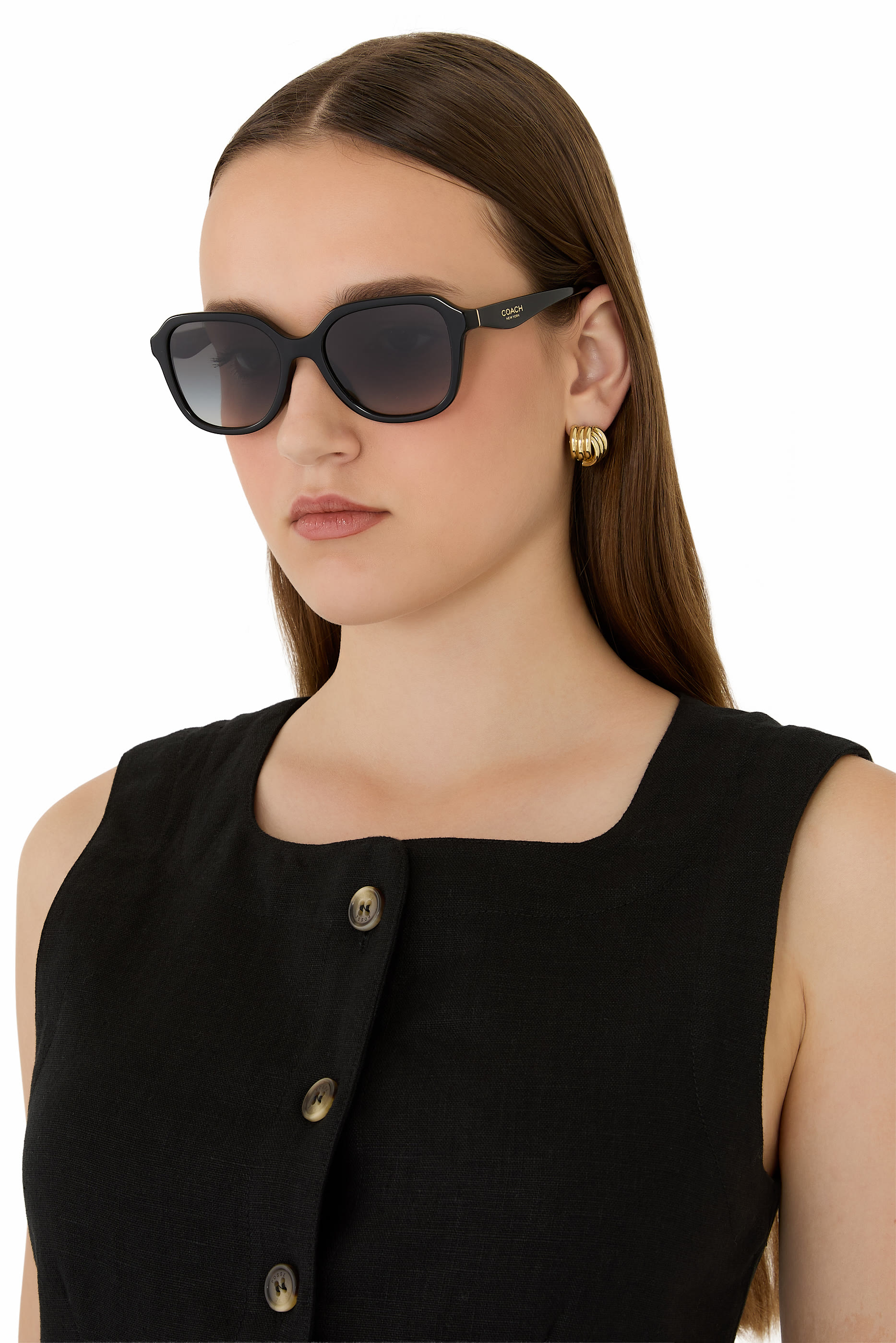 Square Frame NY Thin Temple Sunglasses