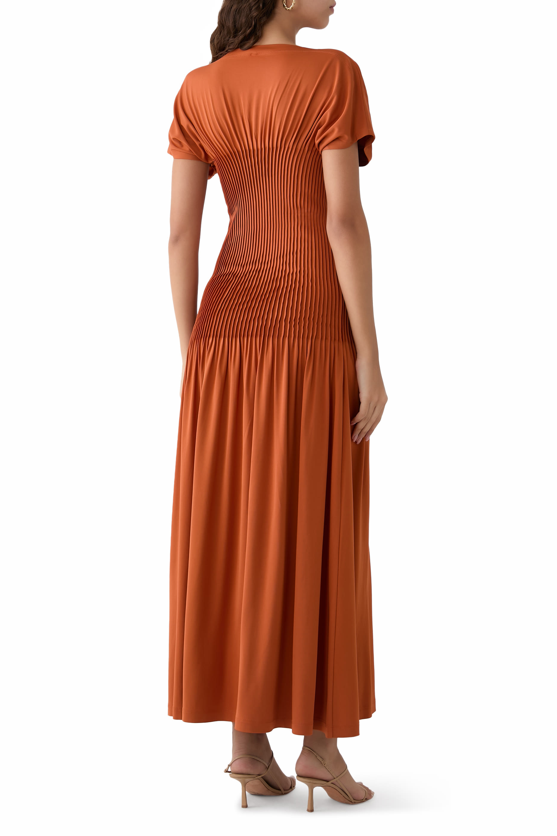 Knife-Pleated Jersey Dress