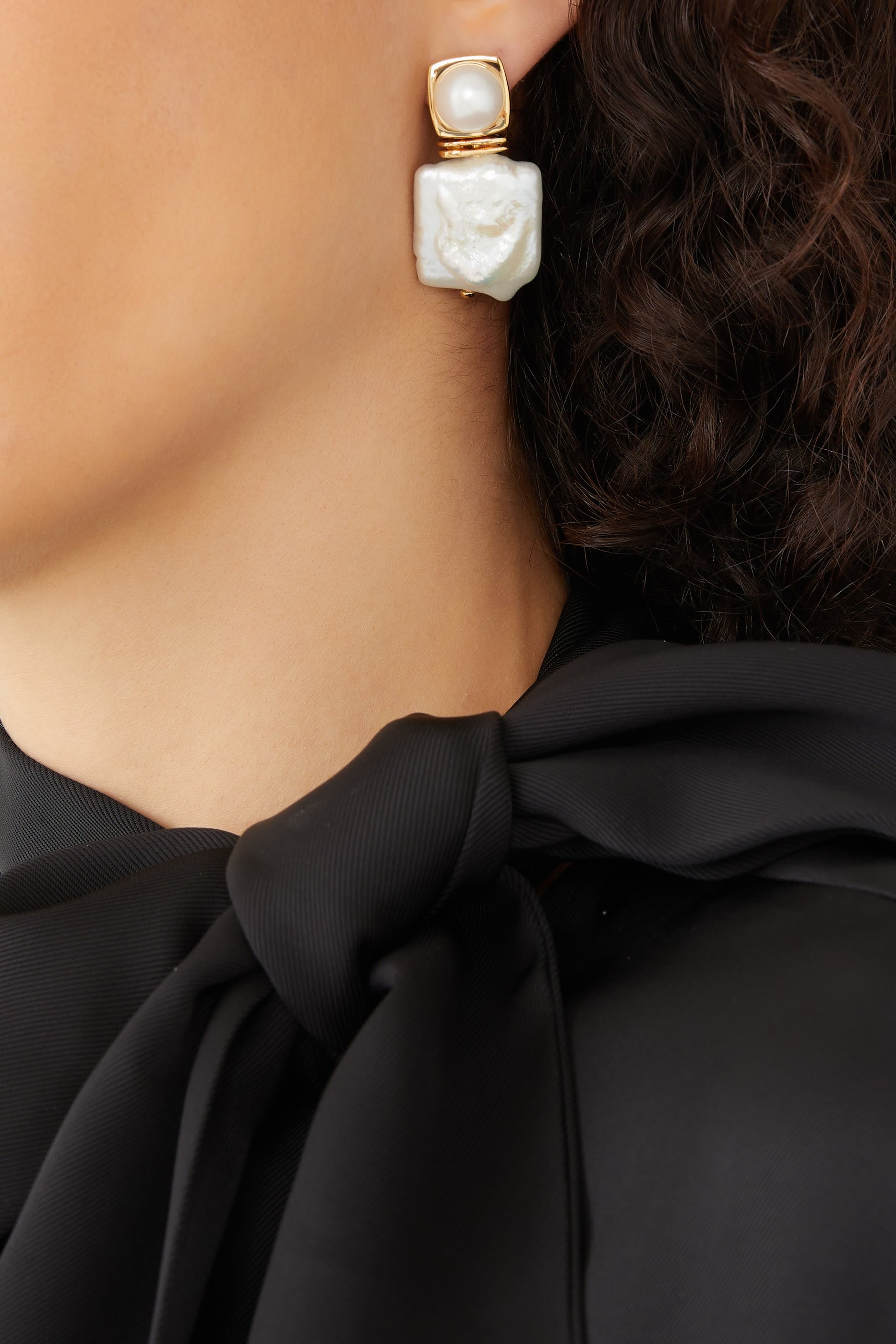 Square Pearl Statement Earrings