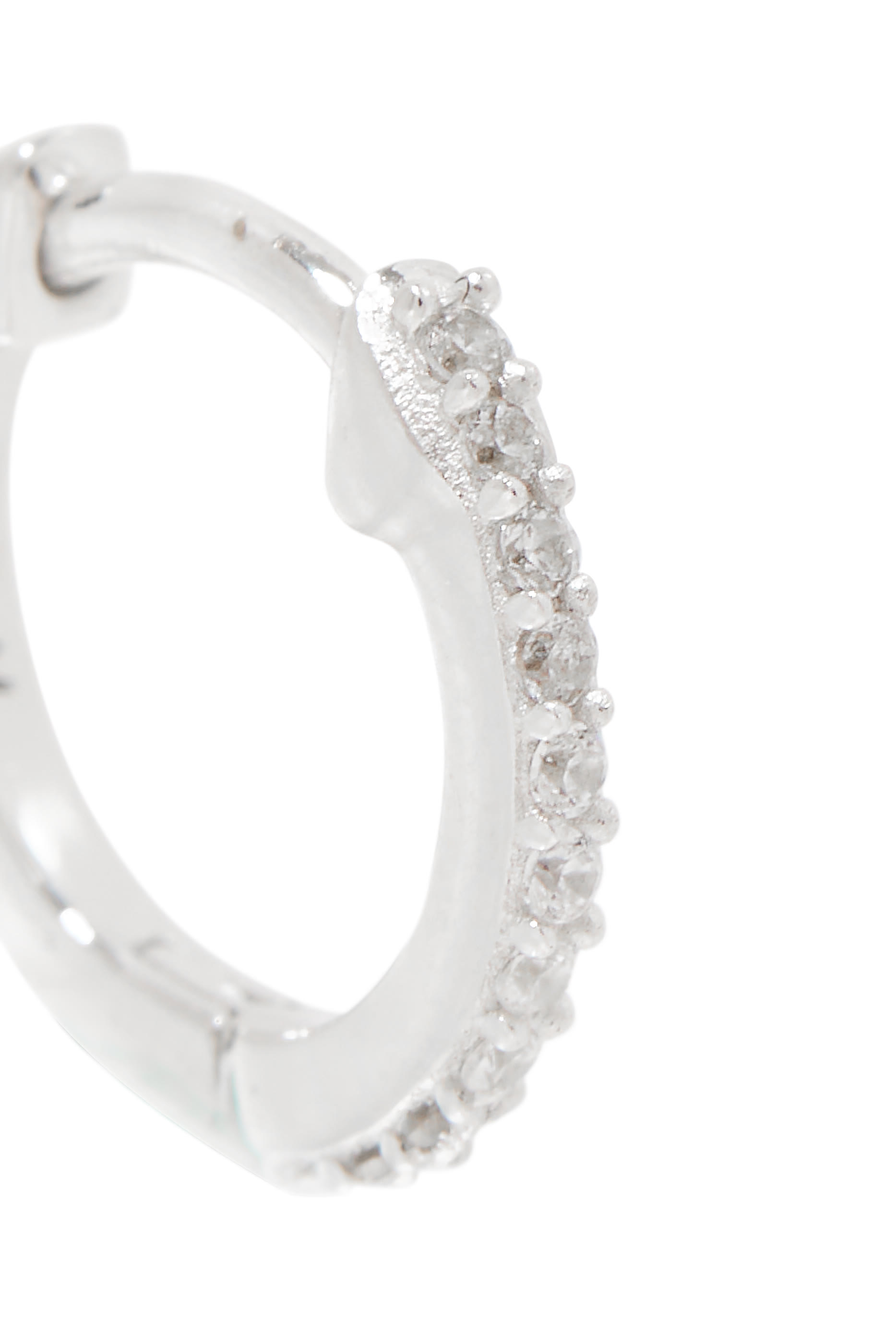 Pav&eacute; Huggie Hoop Earrings, Sterling Silver & Glass