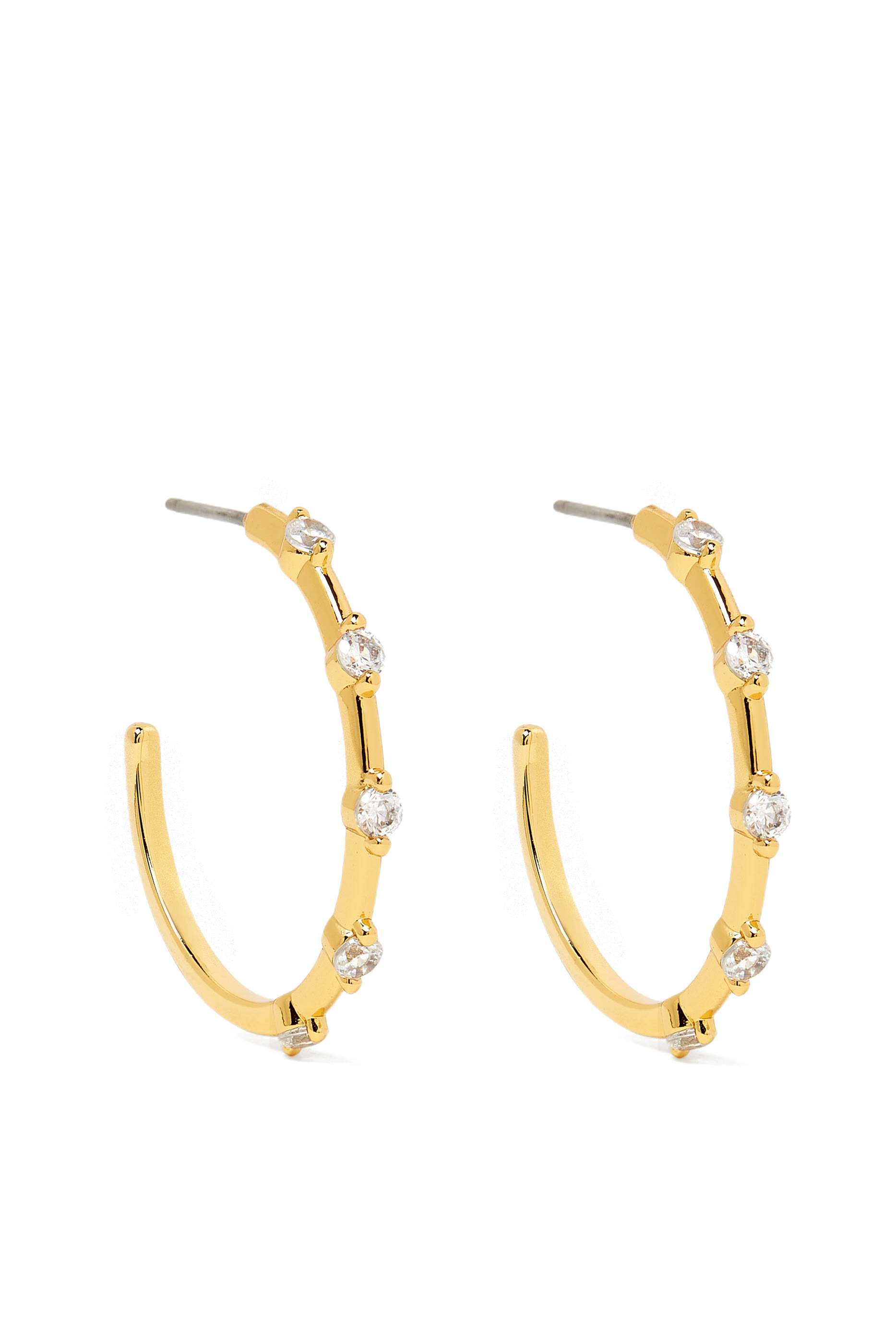 Hint of Shimmer Hoops, Plated Metal & Cubic Zirconia, Glass Pearl, Surgical Steel Posts