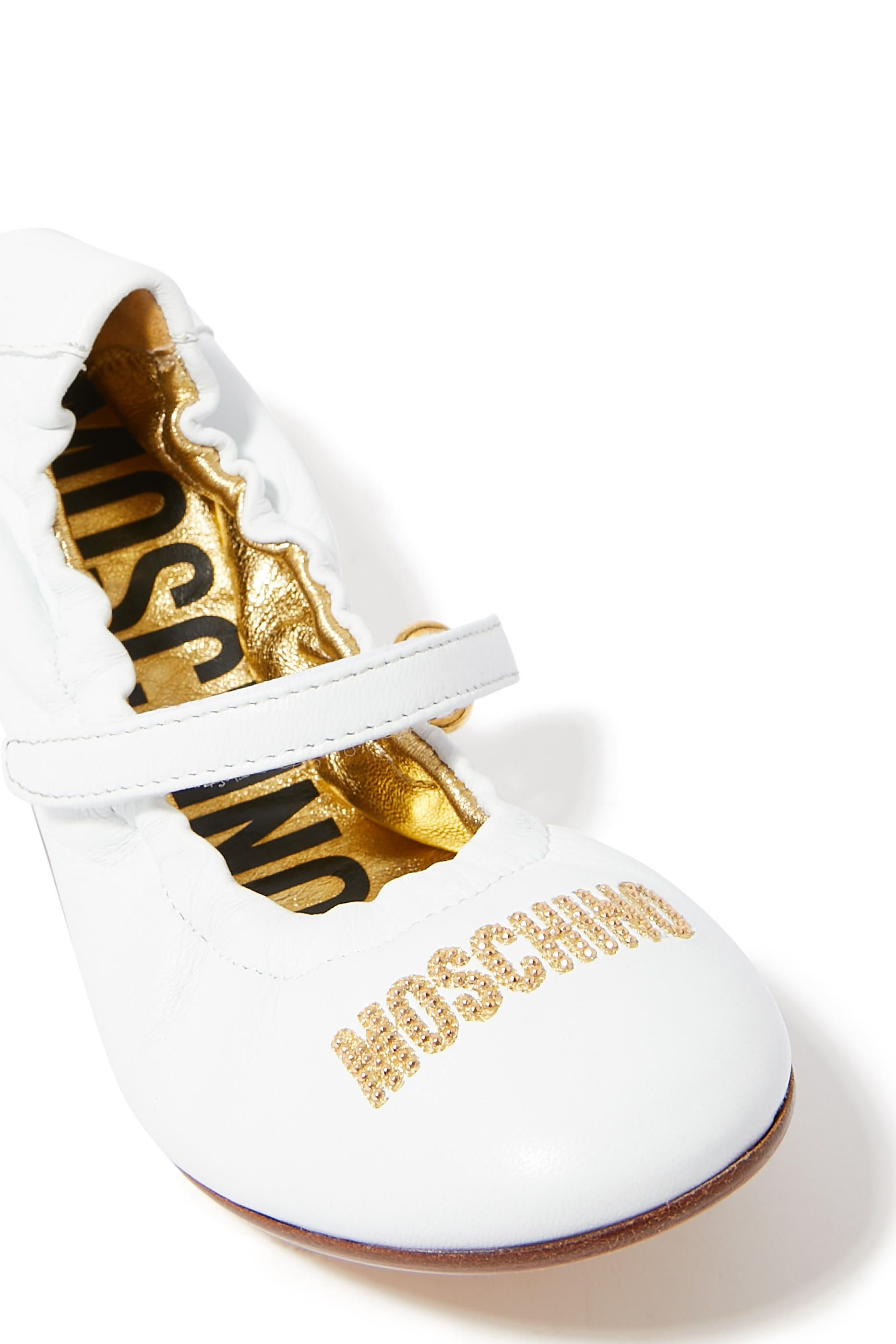 Kids Studded Logo Nappa Leather Ballet Flats