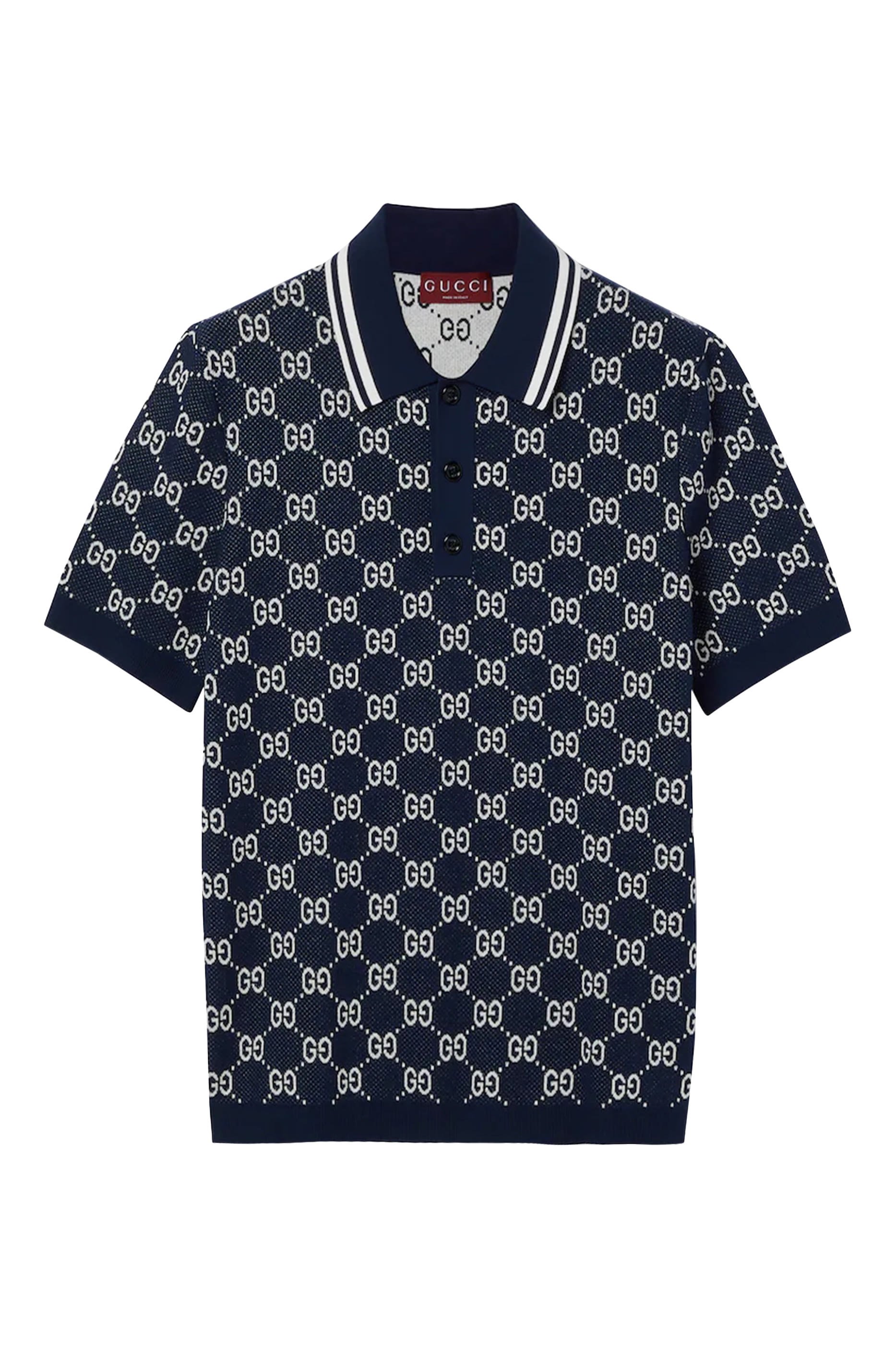 GG Cotton Knit Jacquard Polo Shirt