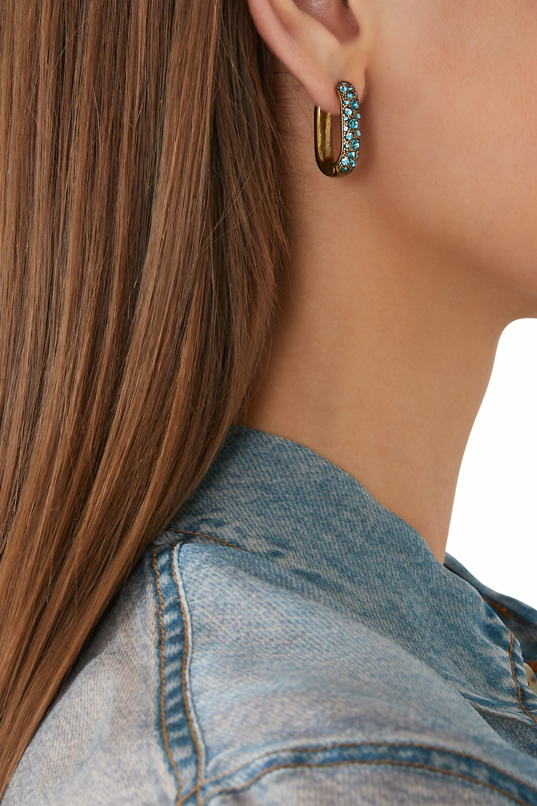 Pave Hoop Earrings, Metal