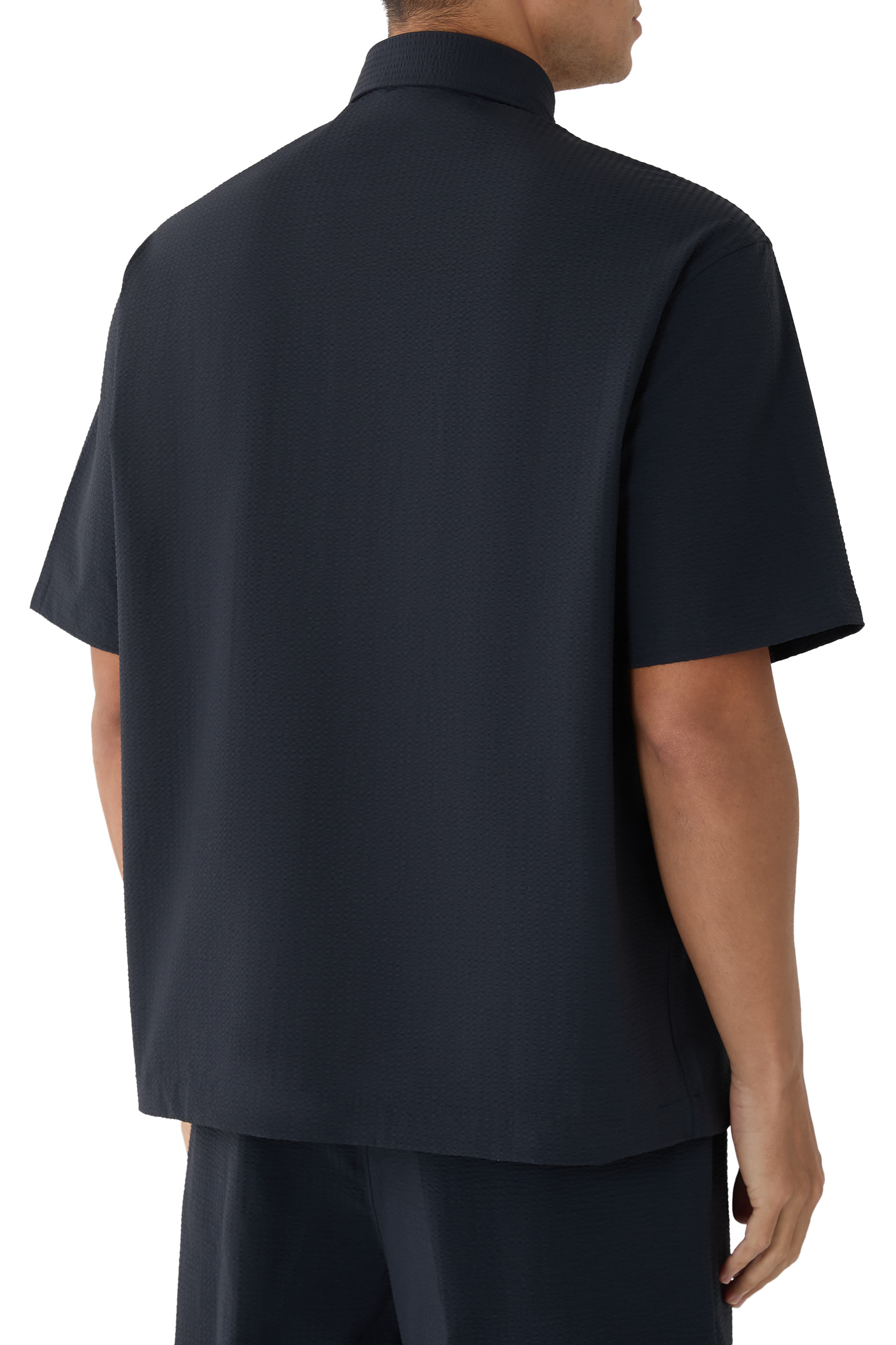 Logo Patch Seersucker Shirt