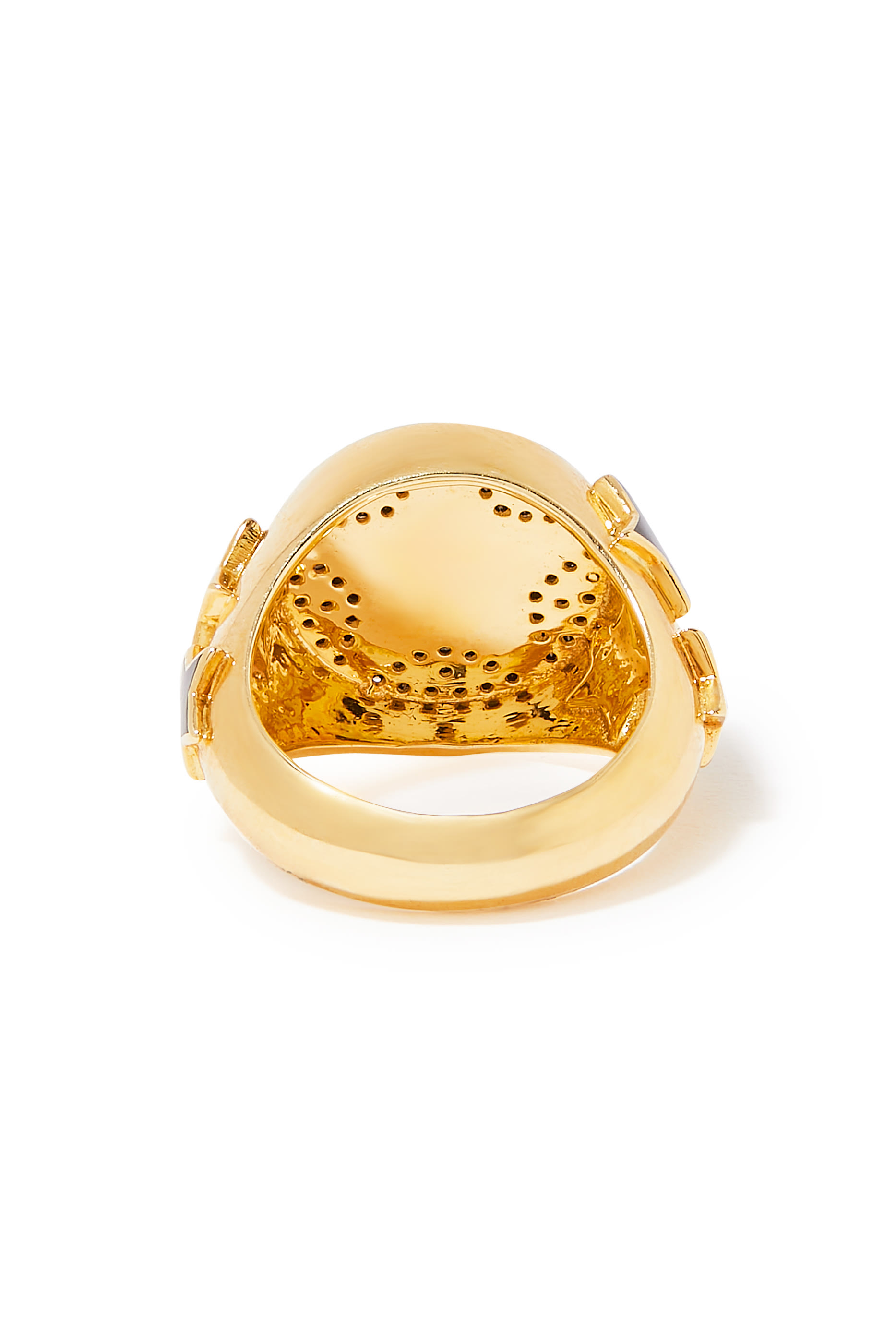 Nujum Letter N Star Signet Ring, 18k Yellow Gold & Black Diamonds