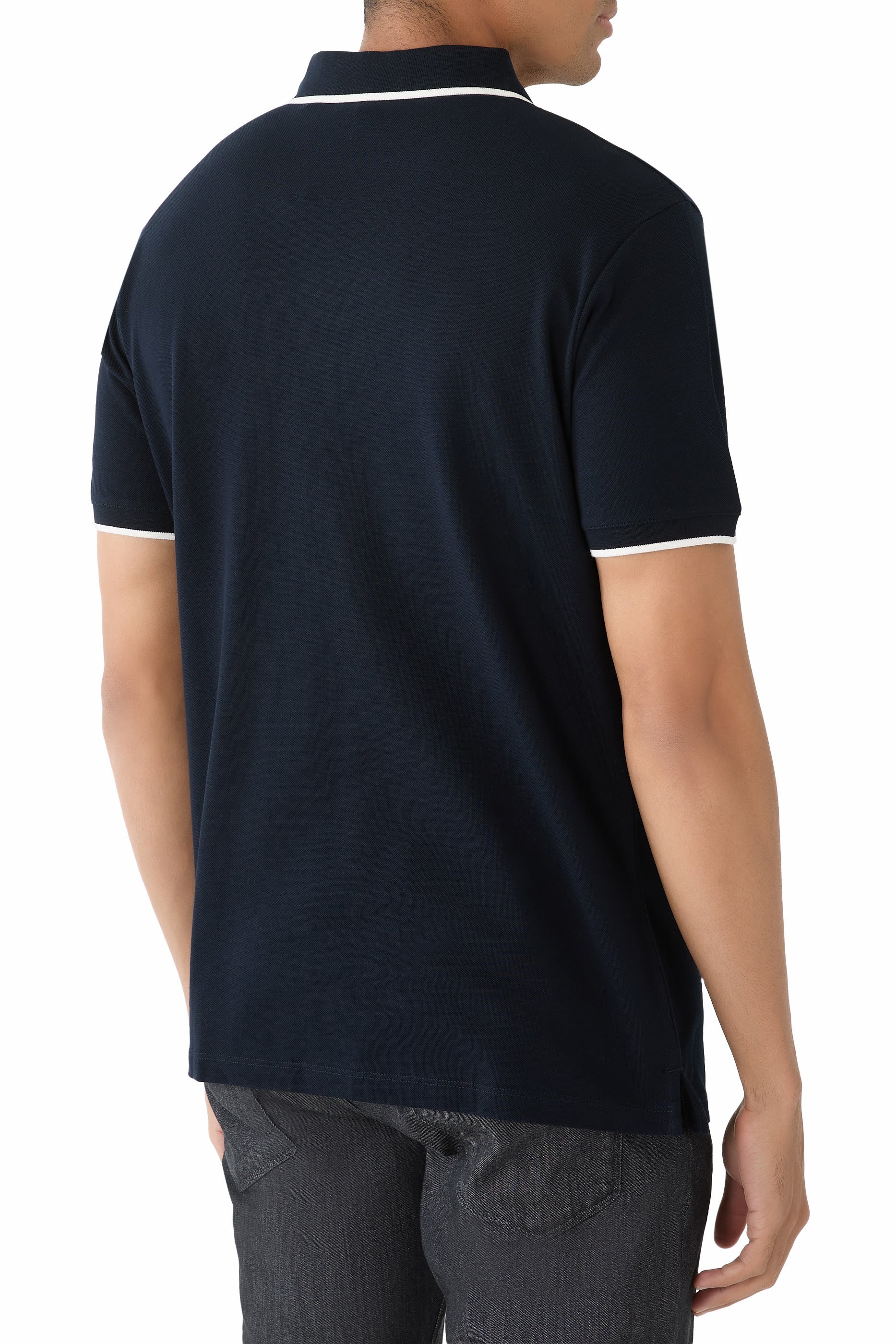 Micro Eagle Logo V-Neck Polo Shirt