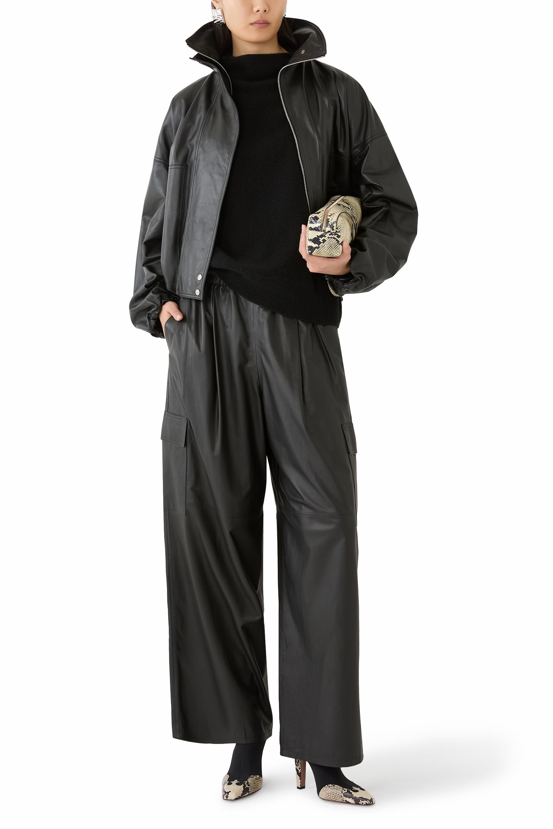 Cargo Trousers in Lamb Leather