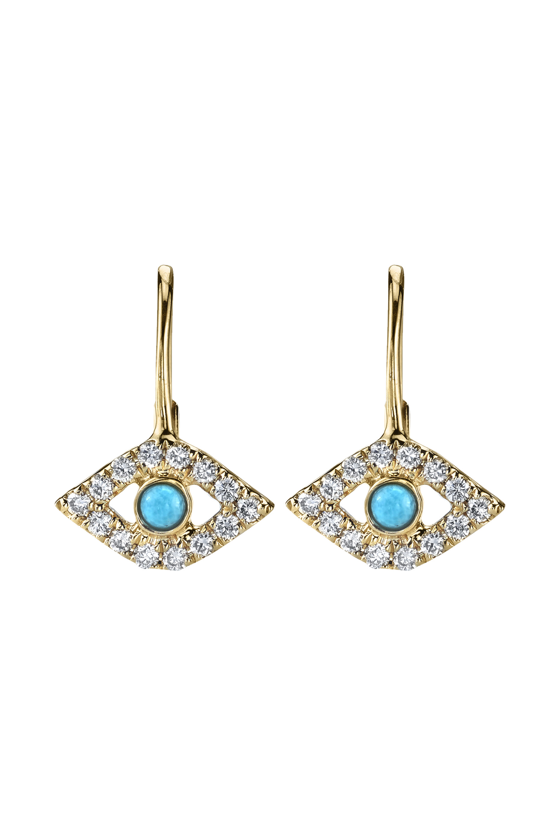 Evil Eye Earrings, 14K Gold & Diamond