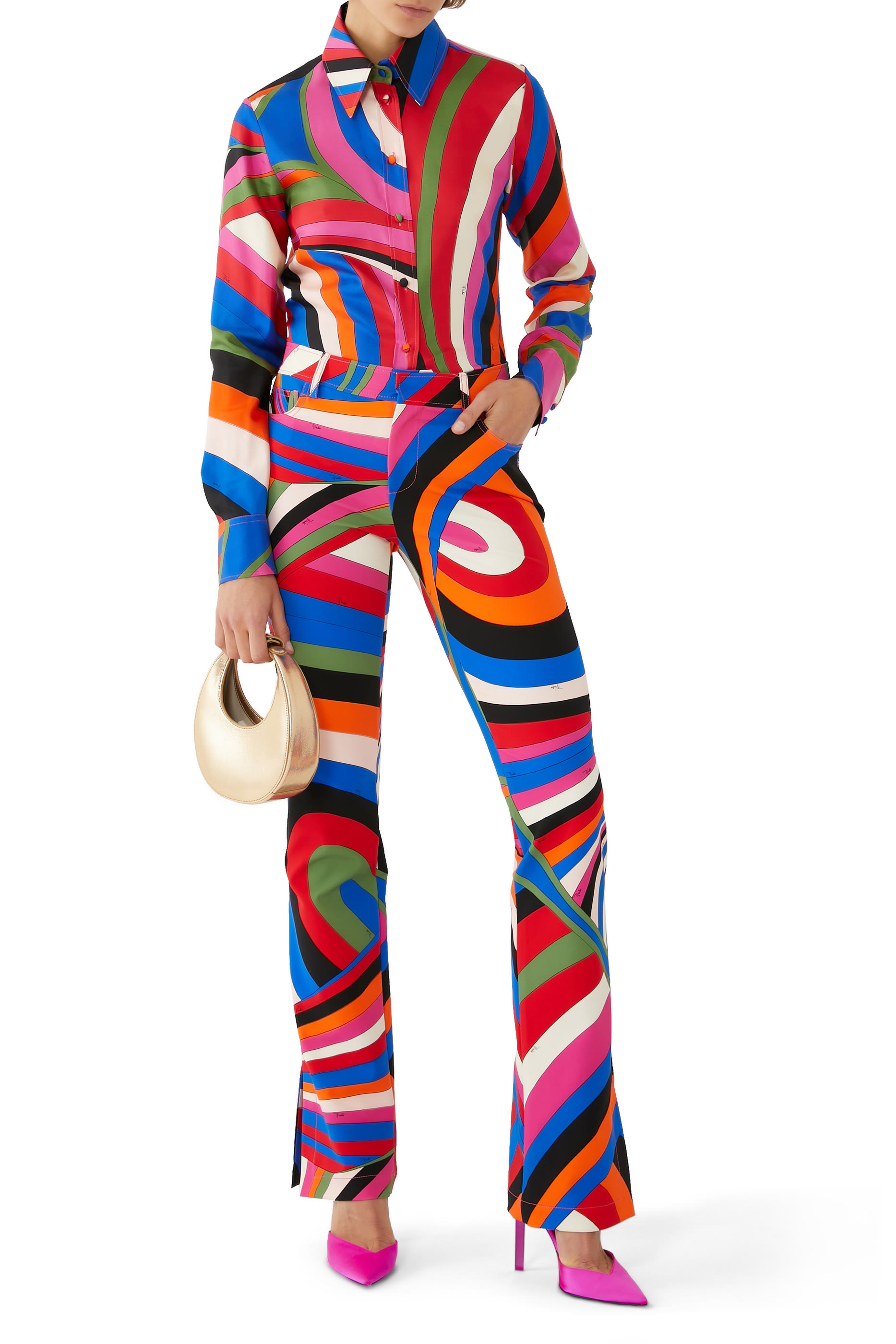 Iride-Print Silk Pants