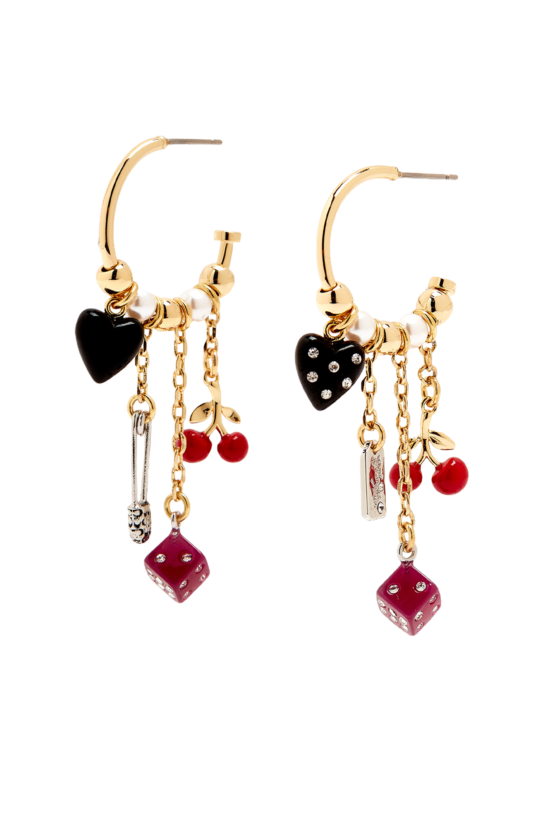 Vintage Charms Signature Hoop Earrings, Metal & Resin