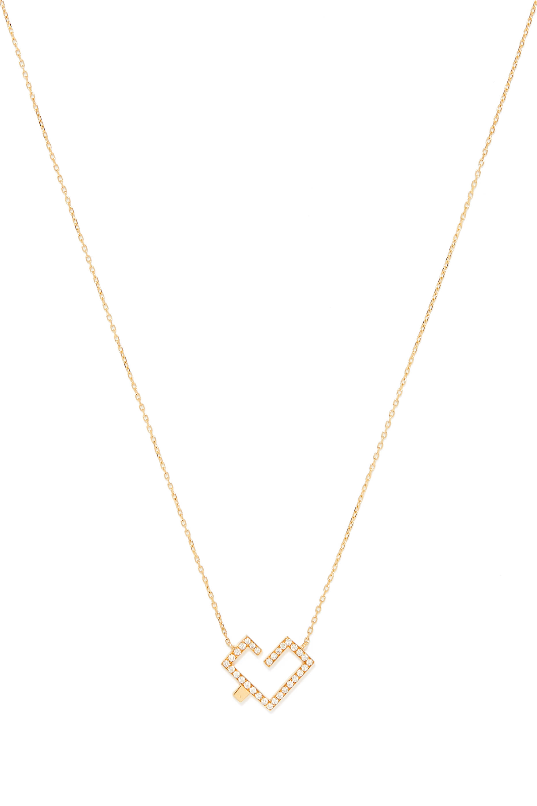Diamond Hubb Necklace with Gold Dot, Yellow Gold