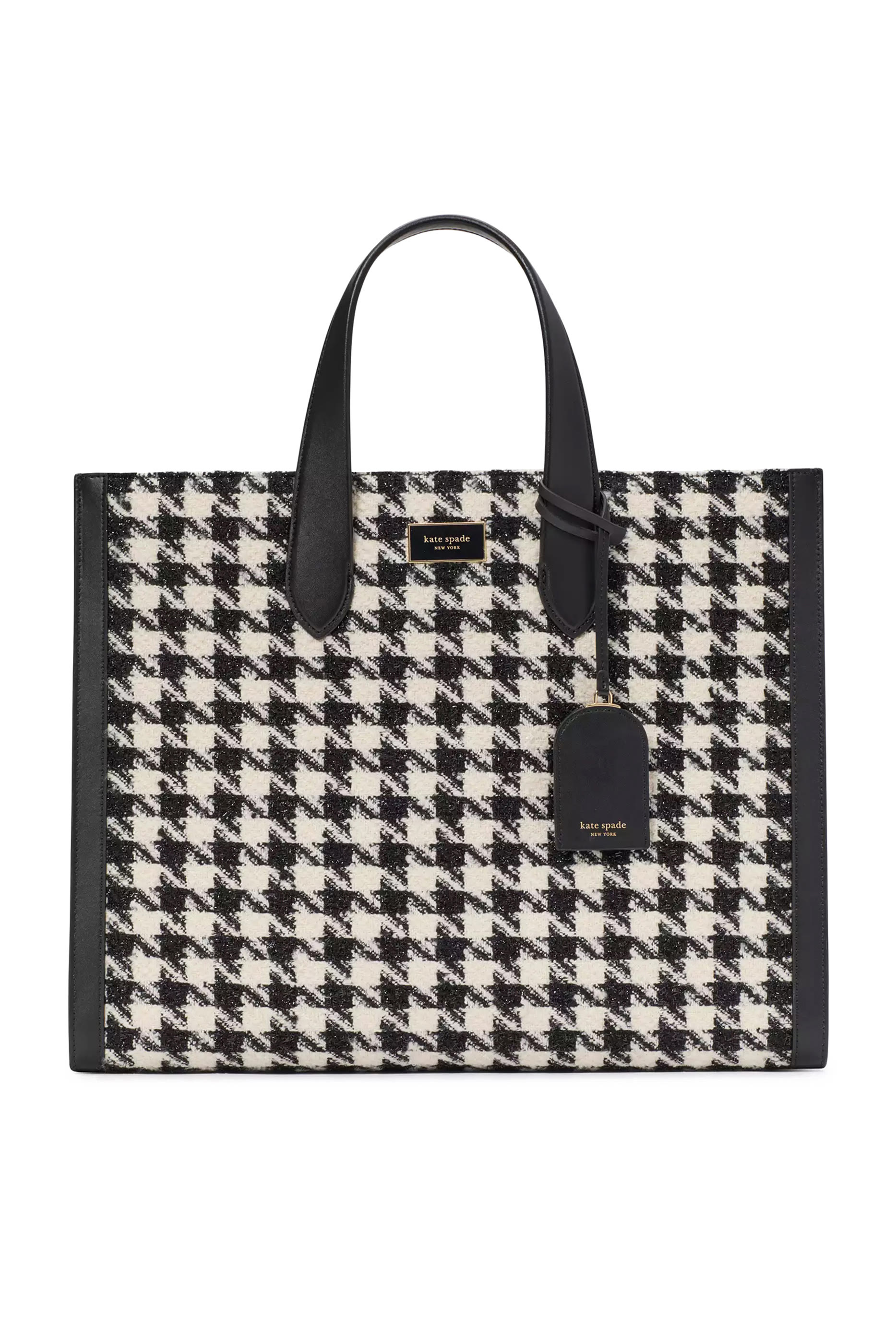 Manhattan Houndstooth Tweed Large Tote Bag