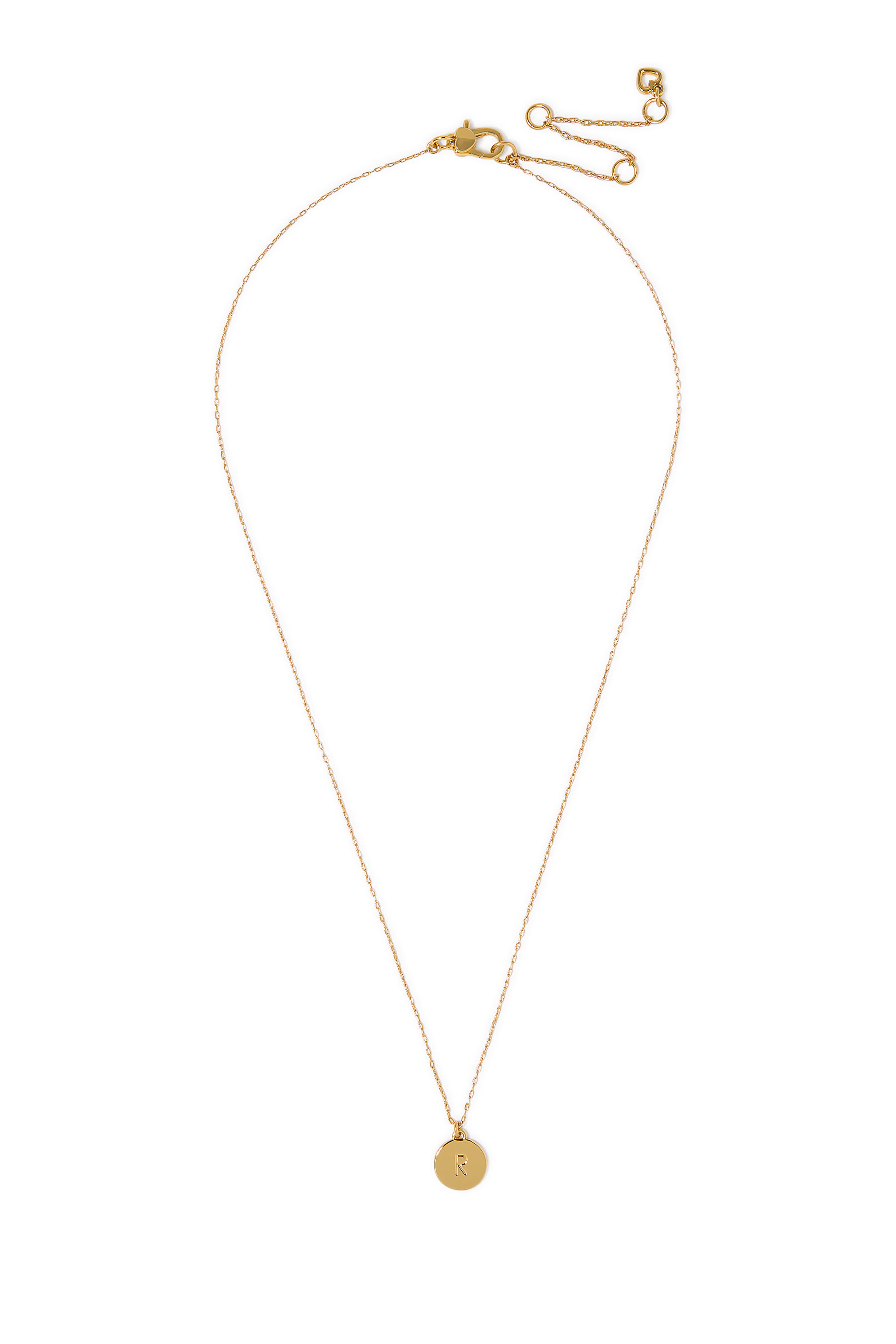 R Initial Mini Pendant, Plated Metal