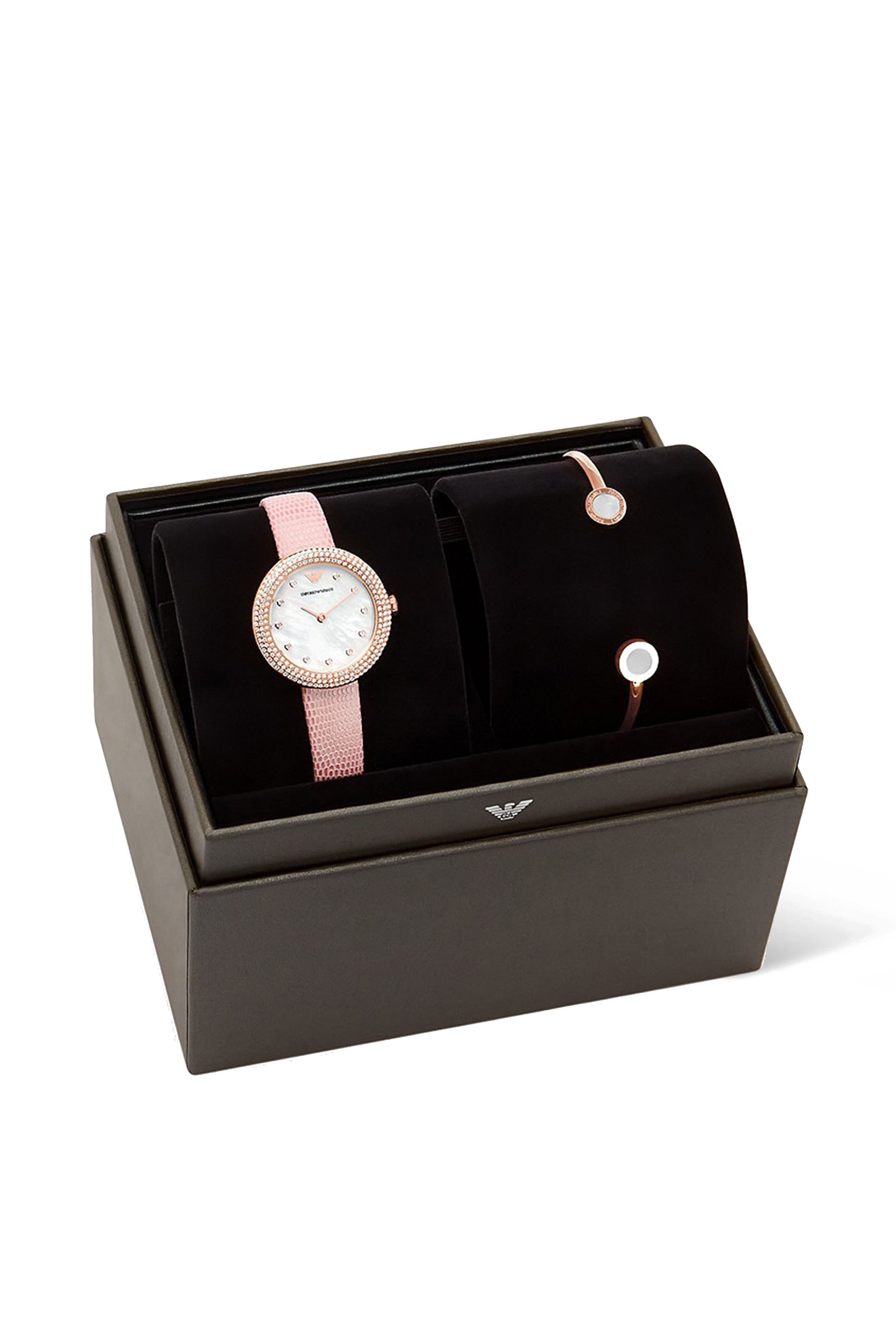 Rosa Quartz Leather Watch & Bracelet Set