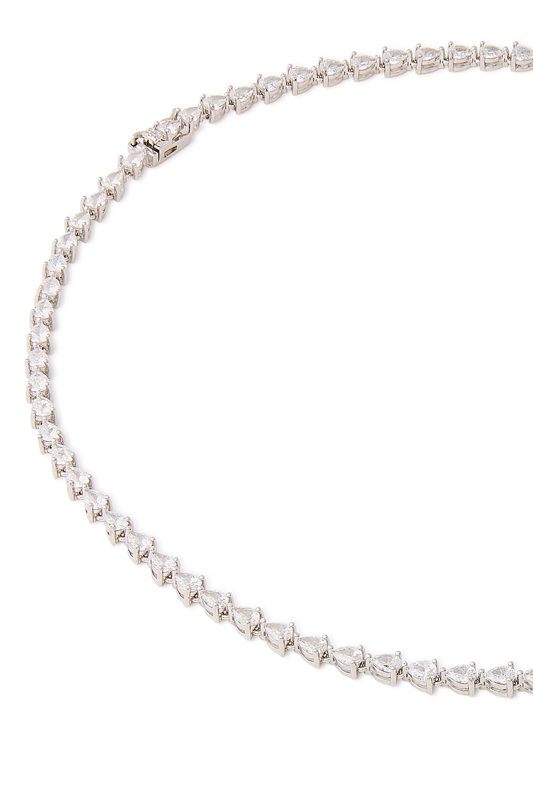  Tennis Necklace, Rhodium Plated Brass & Cubic Zirconia