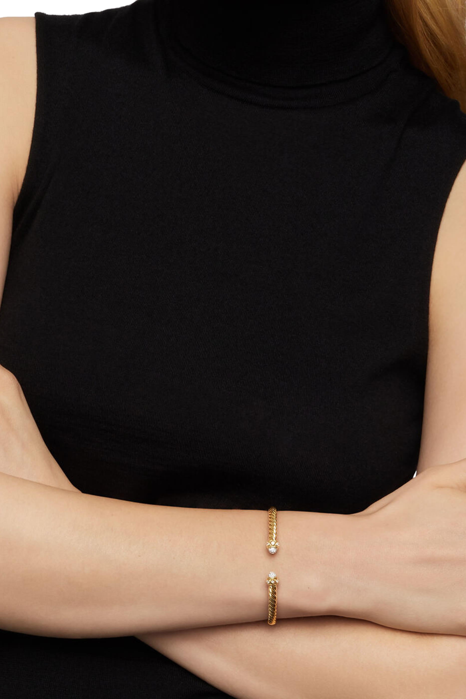 Renaissance Oval Cablespira Bracelet , 18k Yellow Gold & Diamonds