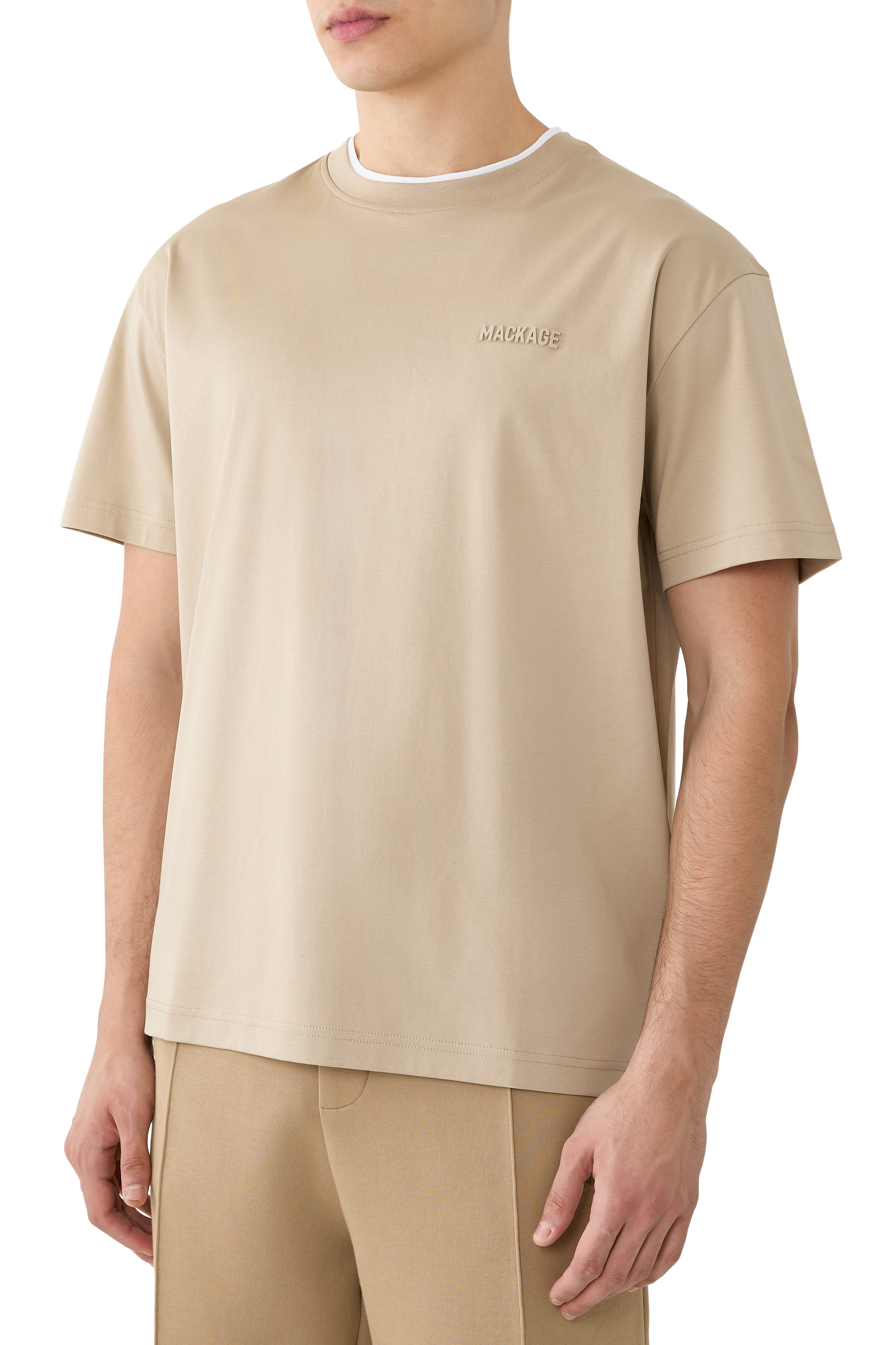 Tee-MNV Double Crewneck Collar T-Shirt 