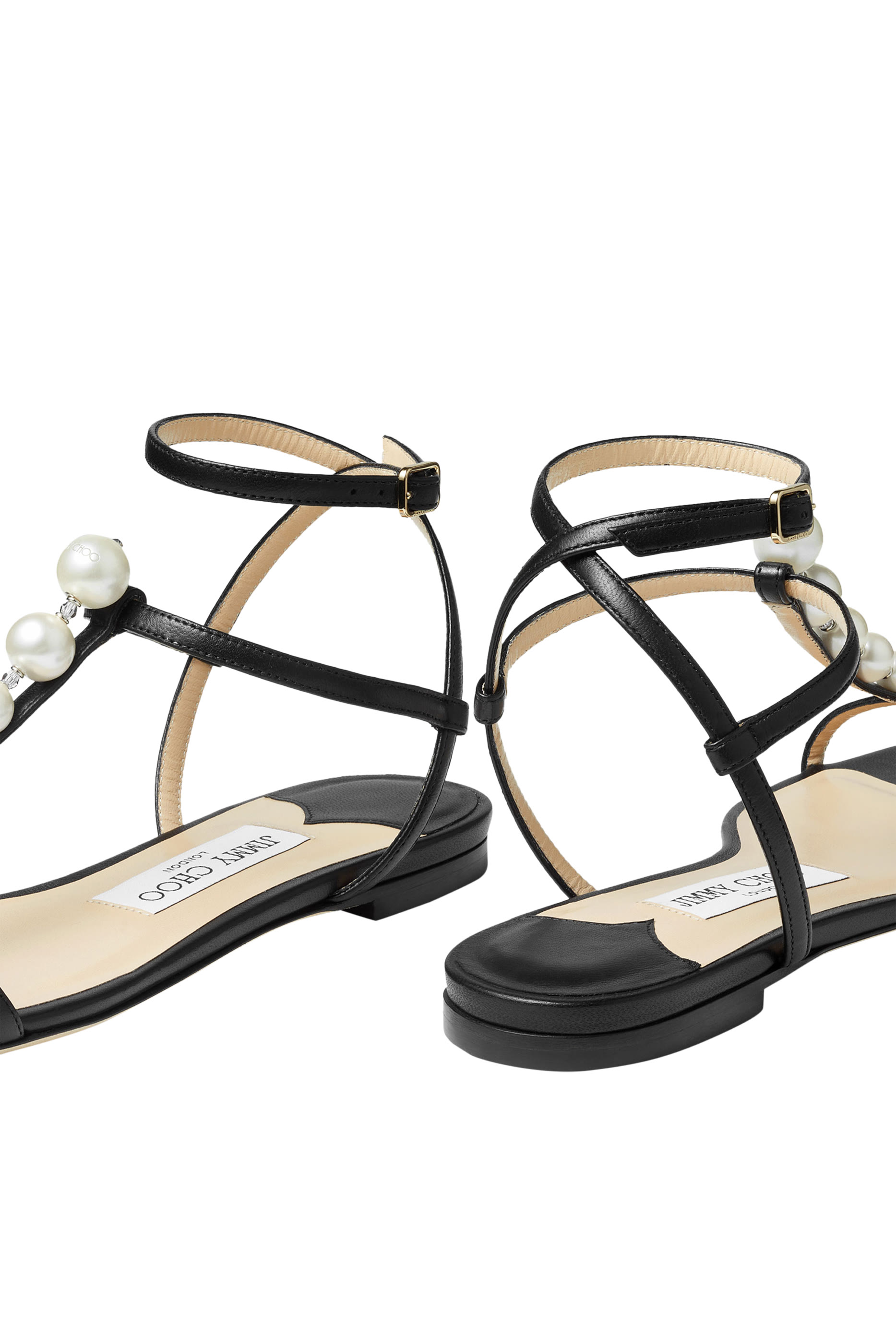 Amari Pearl-Embellished Leather Sandals