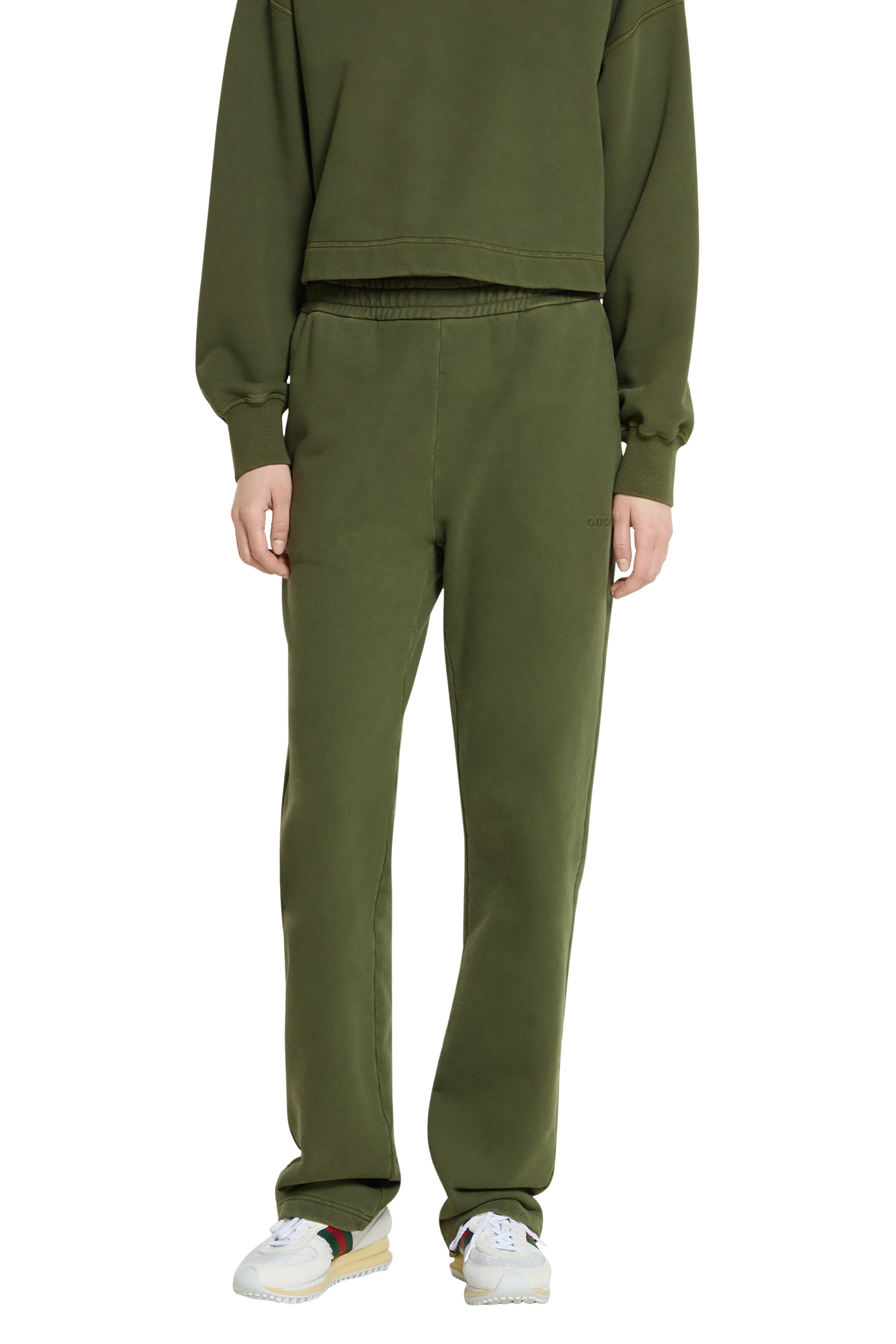 Logo Embroidered Cotton Jersey Leisure Pants