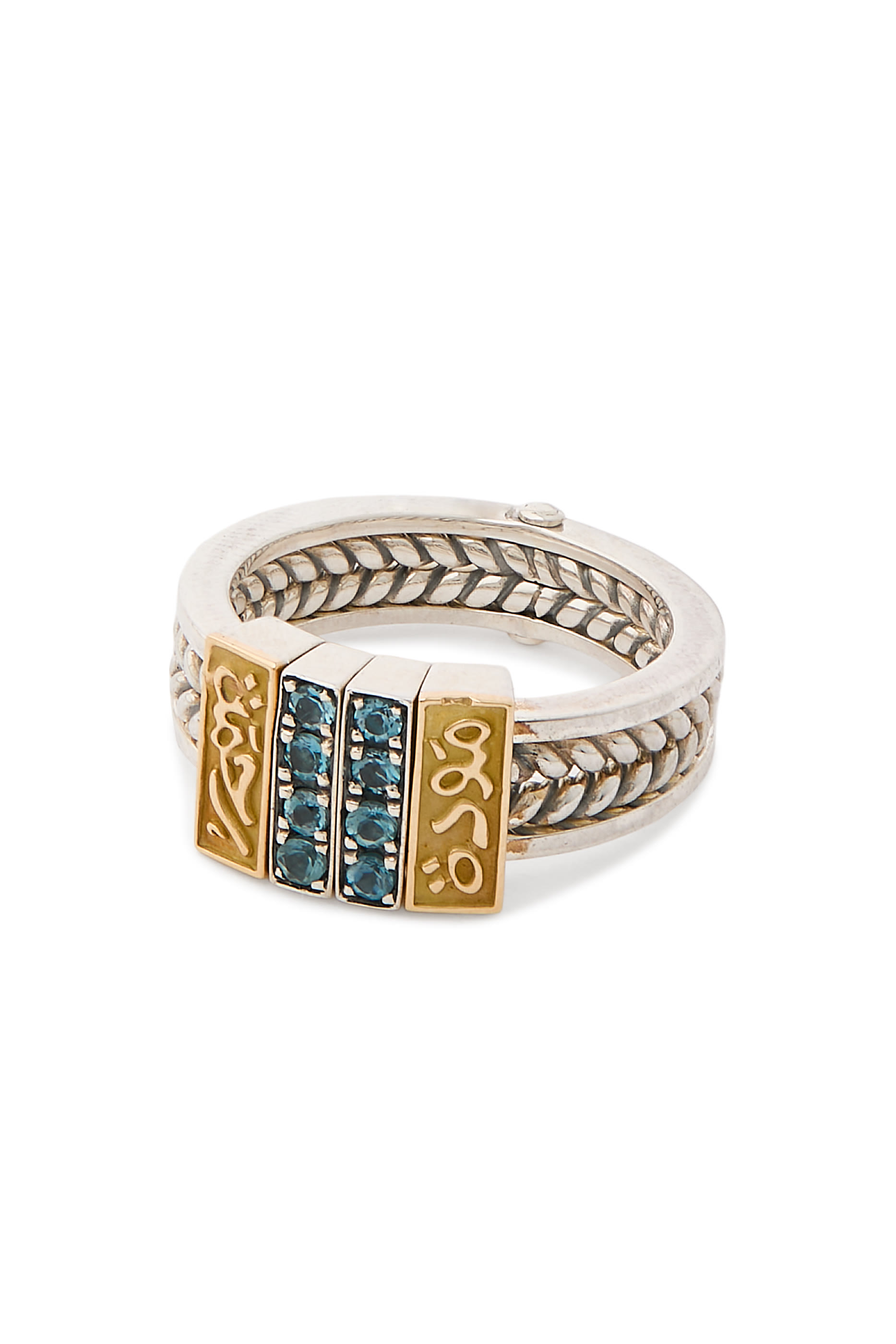 Blessings 'Endearment - Mercy' Ring, 18K Yellow Gold, Sterling Silver & Blue Topaz