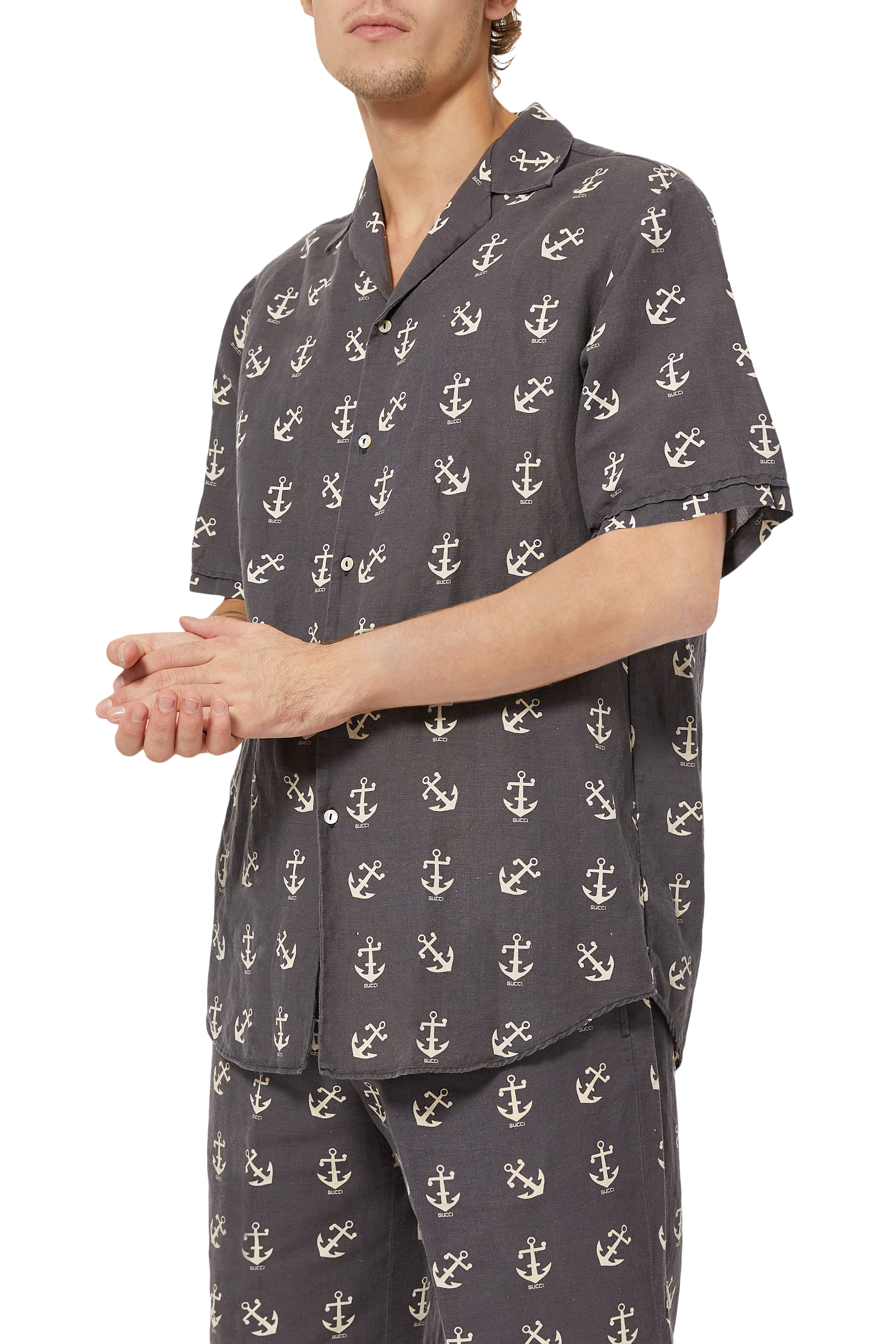 Anchor Print Bowling Shirt